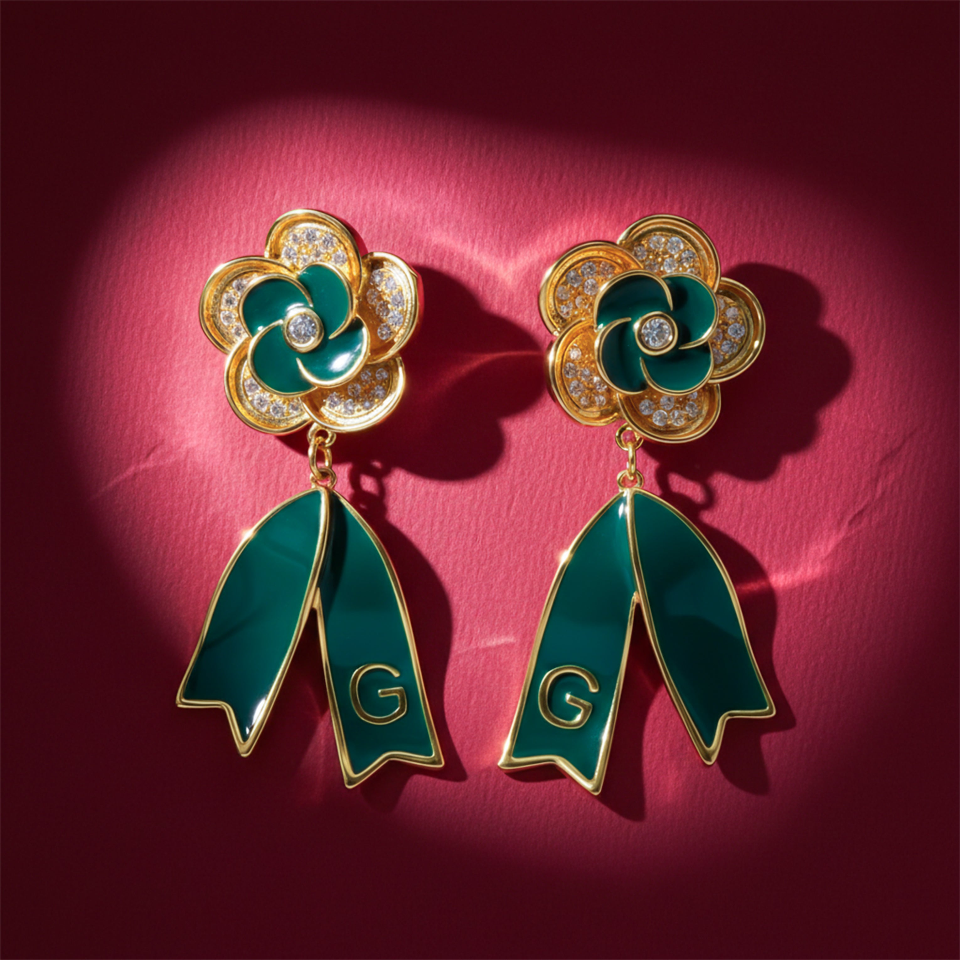 Women Stud Earrings Emerald Bloom Drop Gold jewellery - Finora Jewels