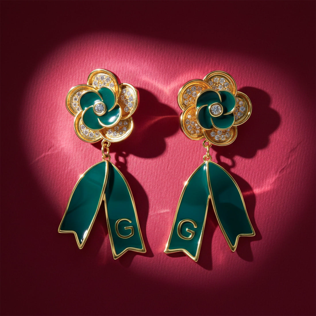 Women Stud Earrings Emerald Bloom Drop Gold jewellery - Finora Jewels