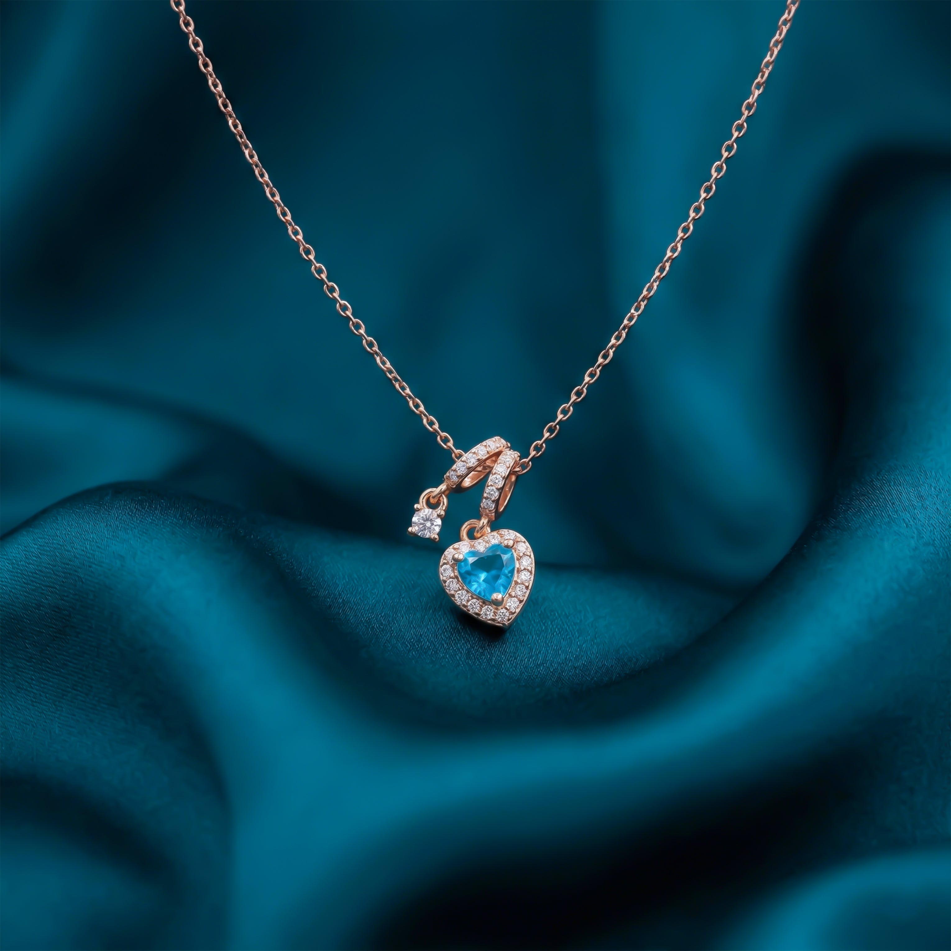 Women Necklace Blue Heart Drop Gold jewellery - Finora Jewels