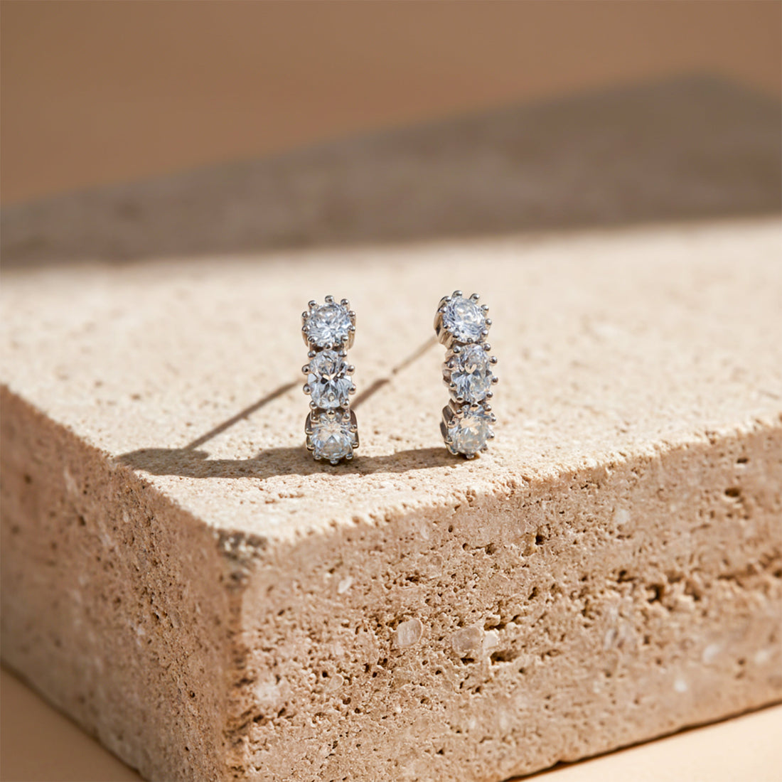 Crystal Cascade Stud Stud Earrings for women in Gold - Finora Jewels