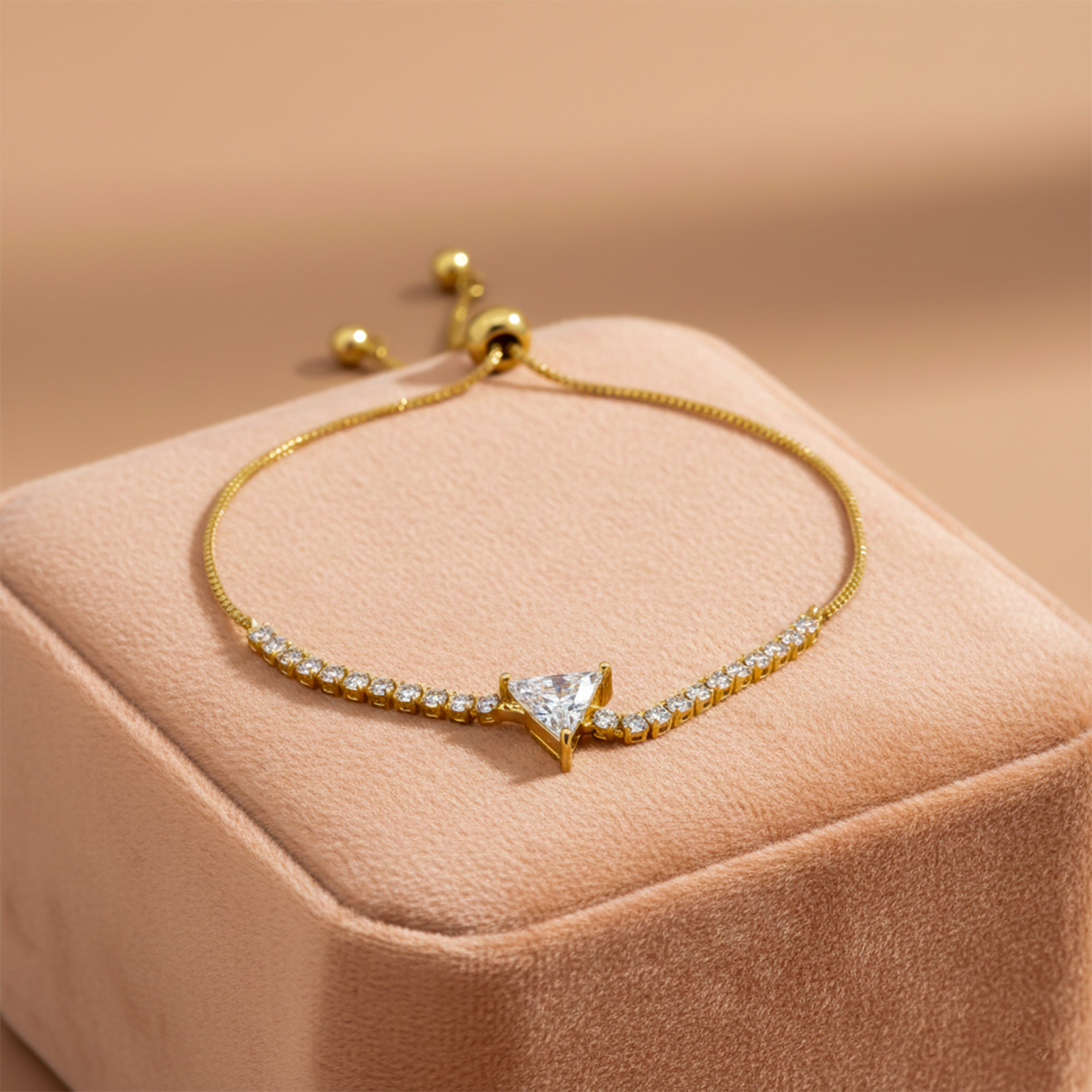 Gold Triangle Solitaire Earrings for women - Finora Jewels