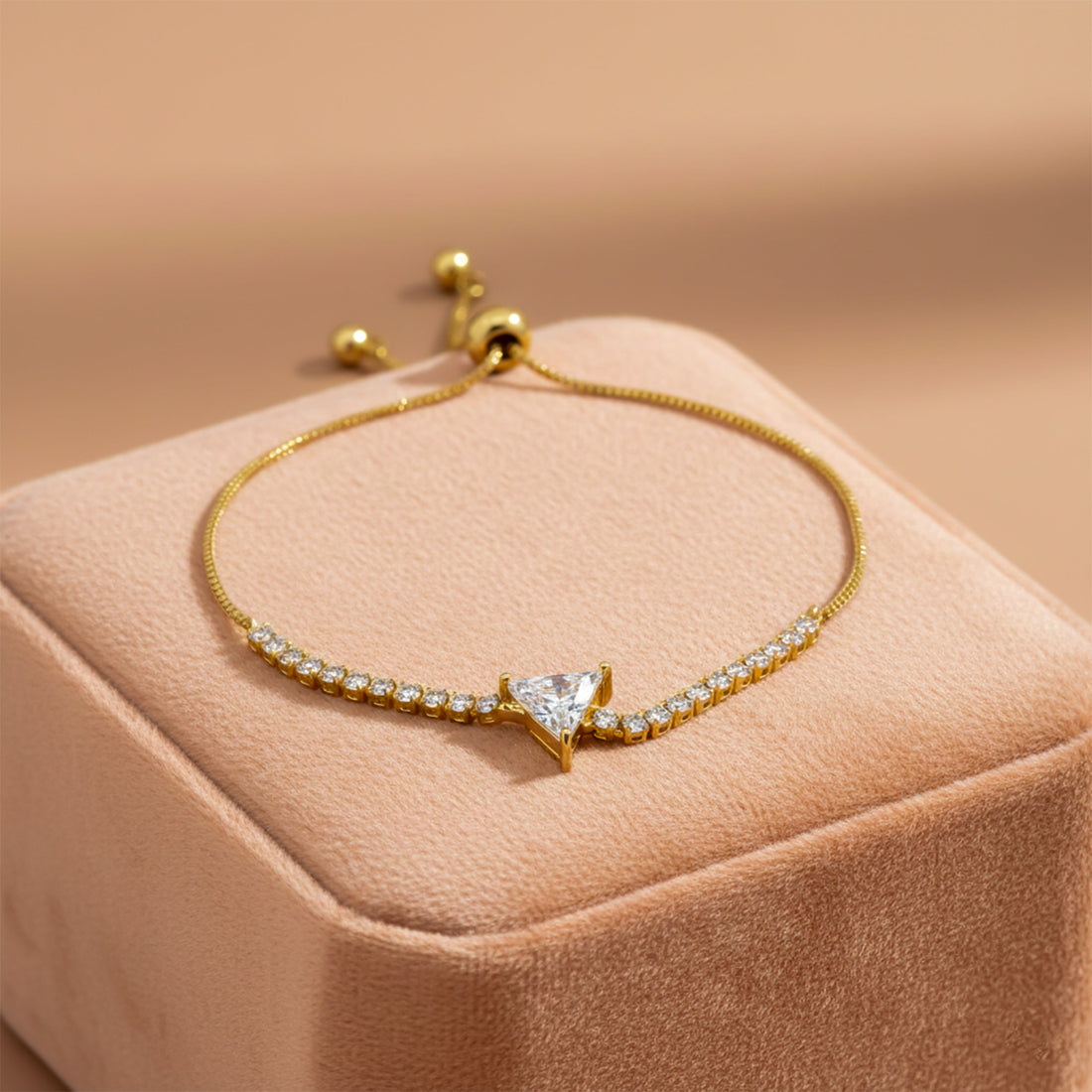 Gold Triangle Solitaire Earrings for women - Finora Jewels