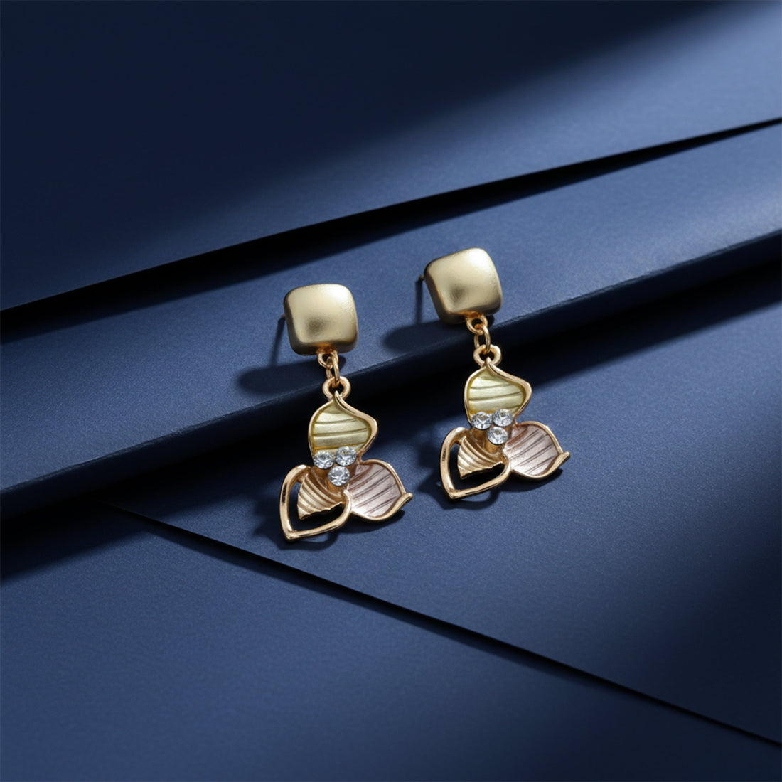 Heart Drop Stud Earrings for women in Gold - Finora Jewels