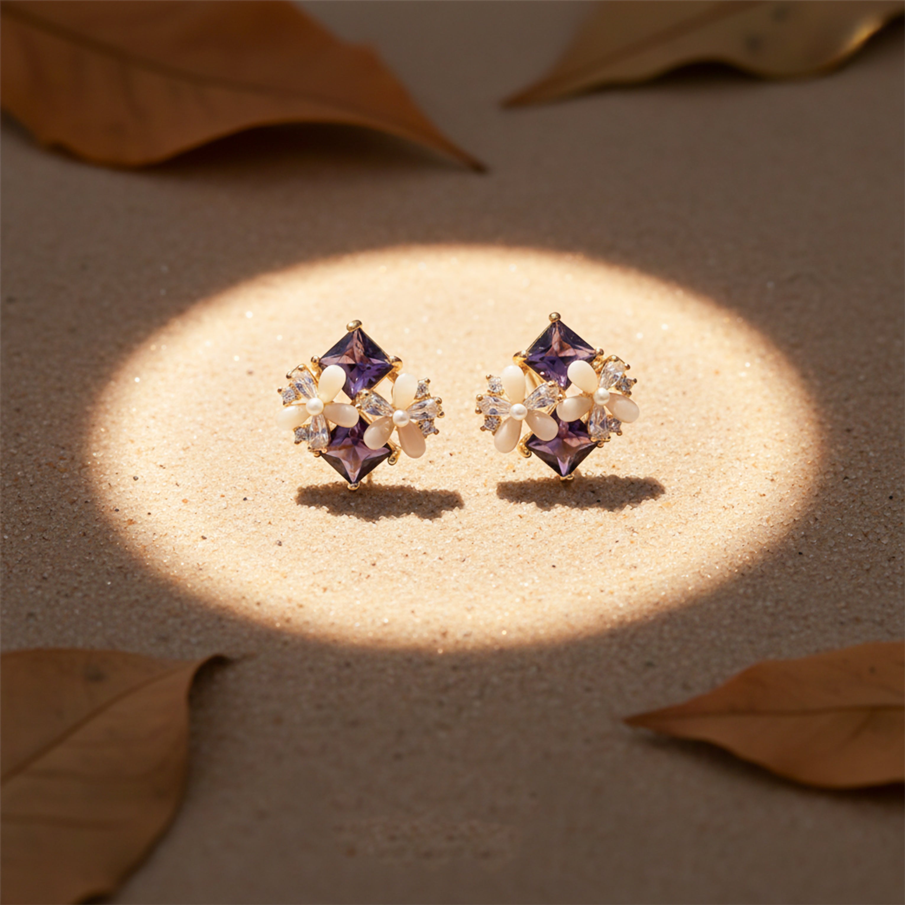Women Stud Earrings Pearl Bloom Studs Gold jewellery - Finora Jewels