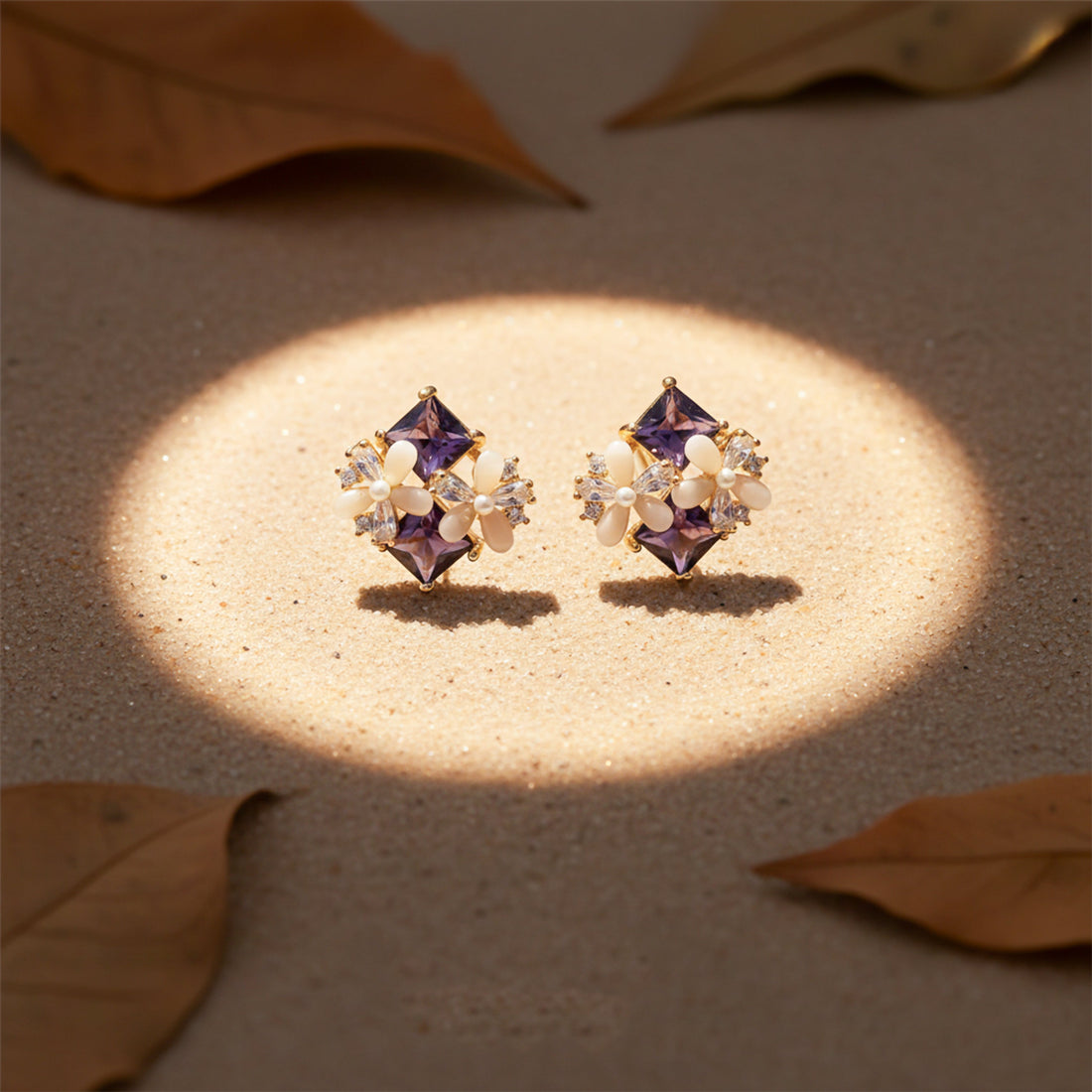 Women Stud Earrings Pearl Bloom Studs Gold jewellery - Finora Jewels