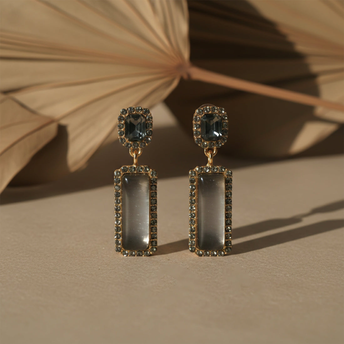Women Stud Earrings Rectangular Drop Gold jewellery - Finora Jewels