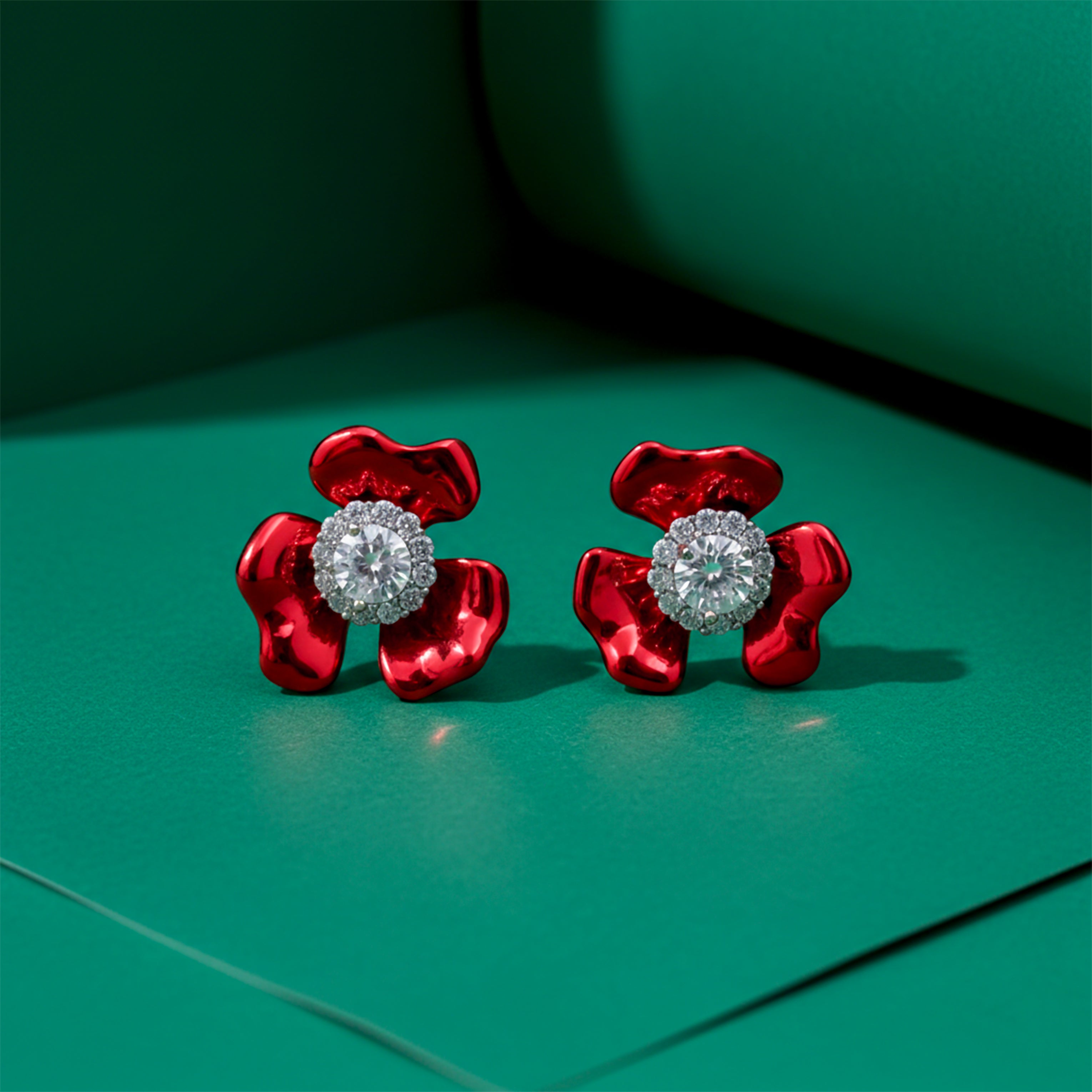 Ruby Bloom Crystal Stud Stud Earrings for women in Gold - Finora Jewels