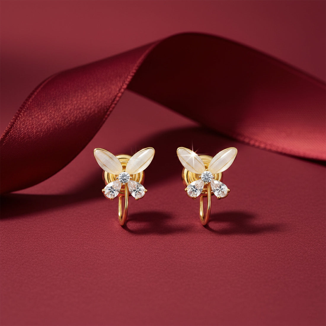Gold-Toned Bloom Hoop Post Ear Studs GWE -101