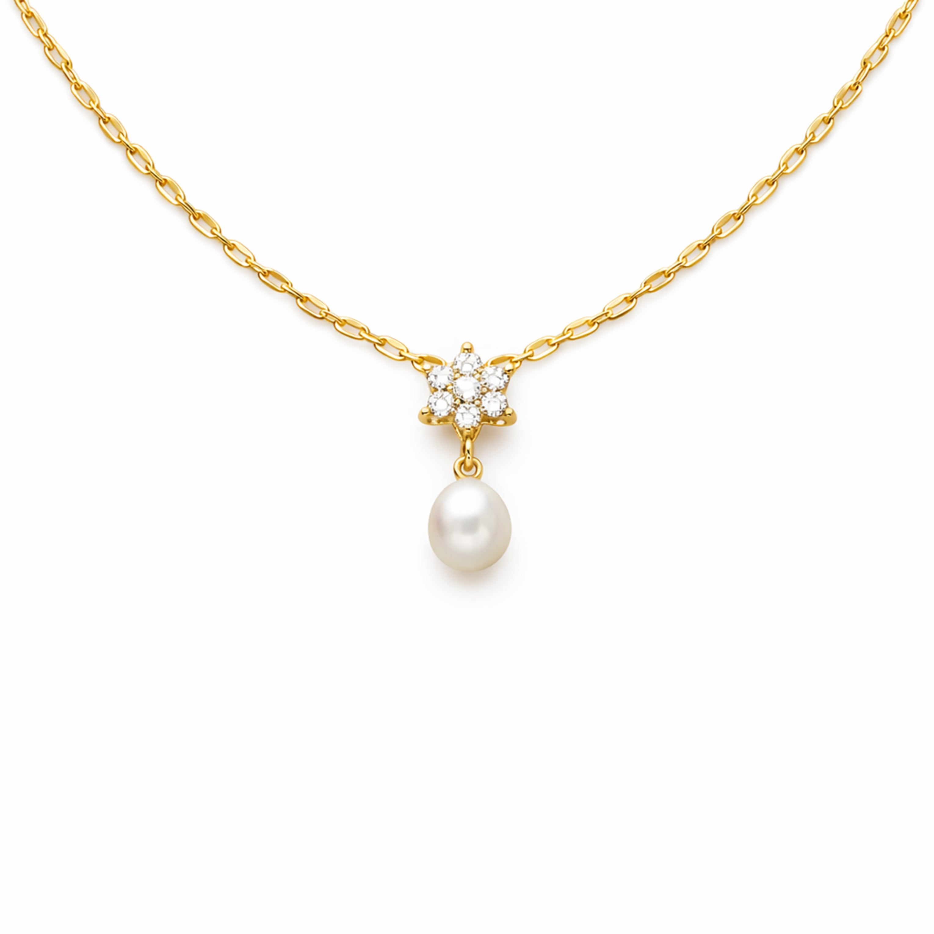 Gold-Toned Bloom Moti Dangle Link Set GWN -37