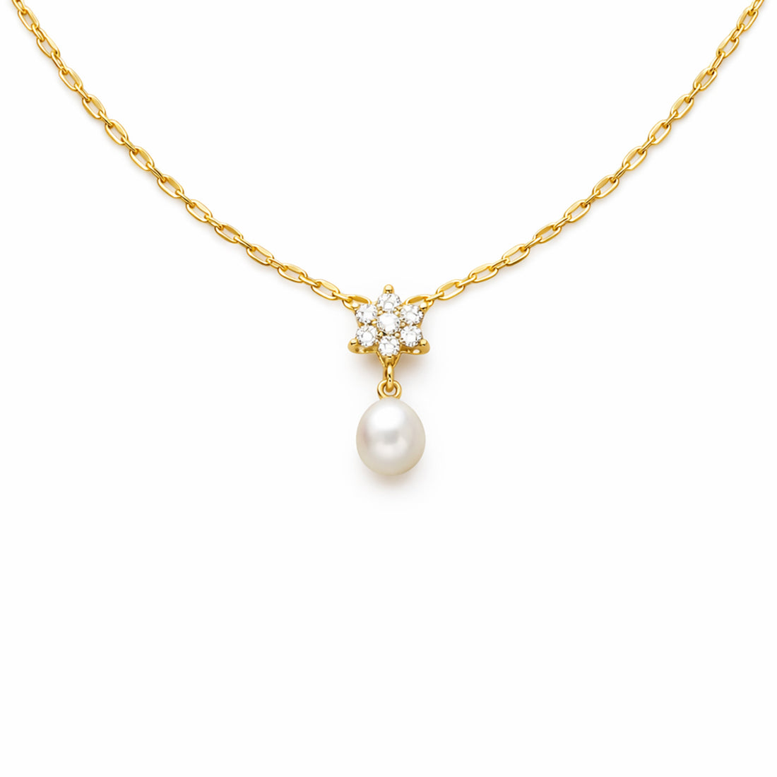 Gold-Toned Bloom Moti Dangle Link Set GWN -37