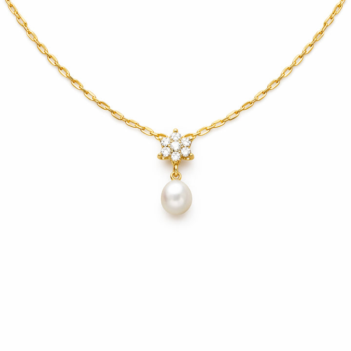 Gold-Toned Bloom Moti Dangle Link Set GWN -37
