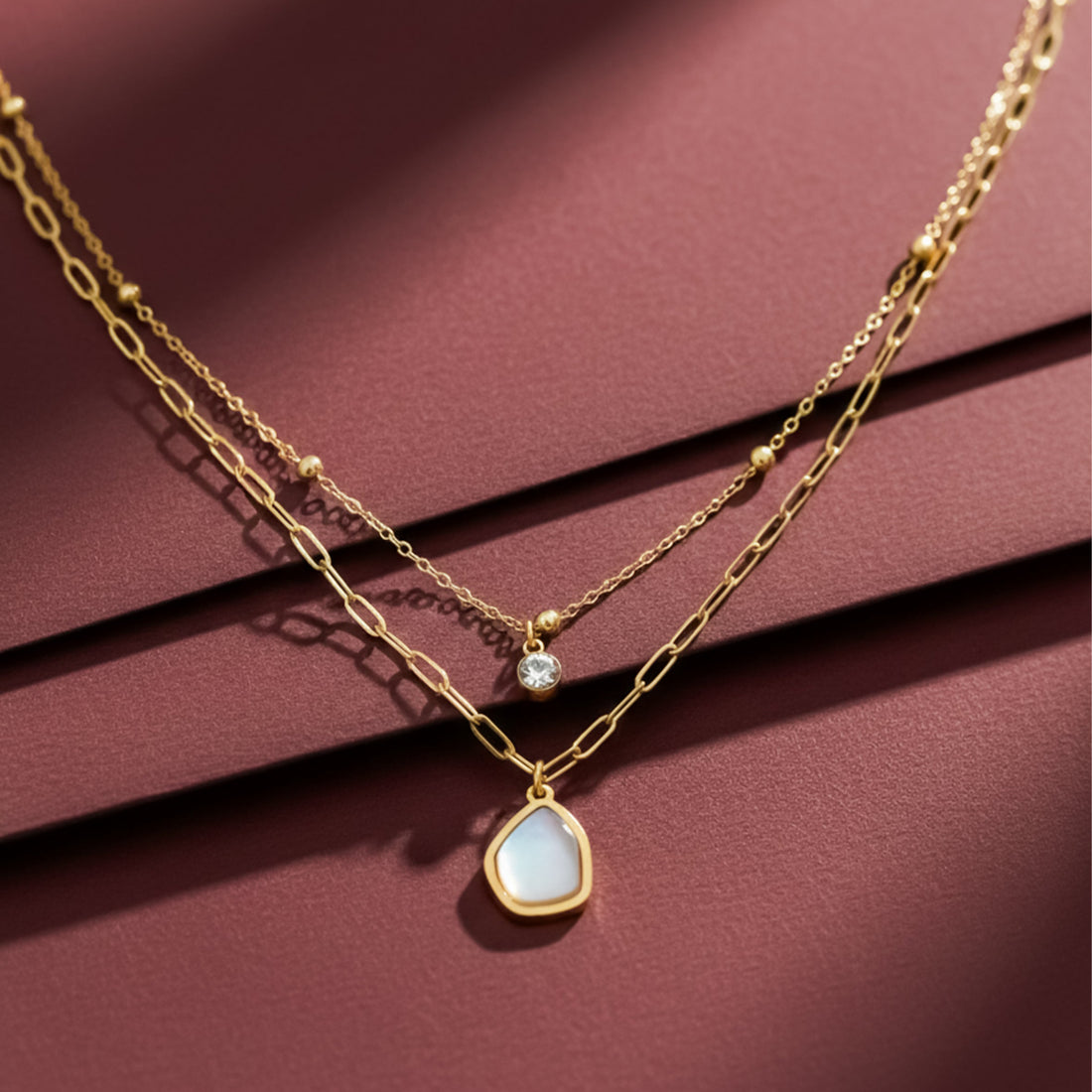 Layered Paperclip Chain Necklace for women in Gold - Finora Jewels
