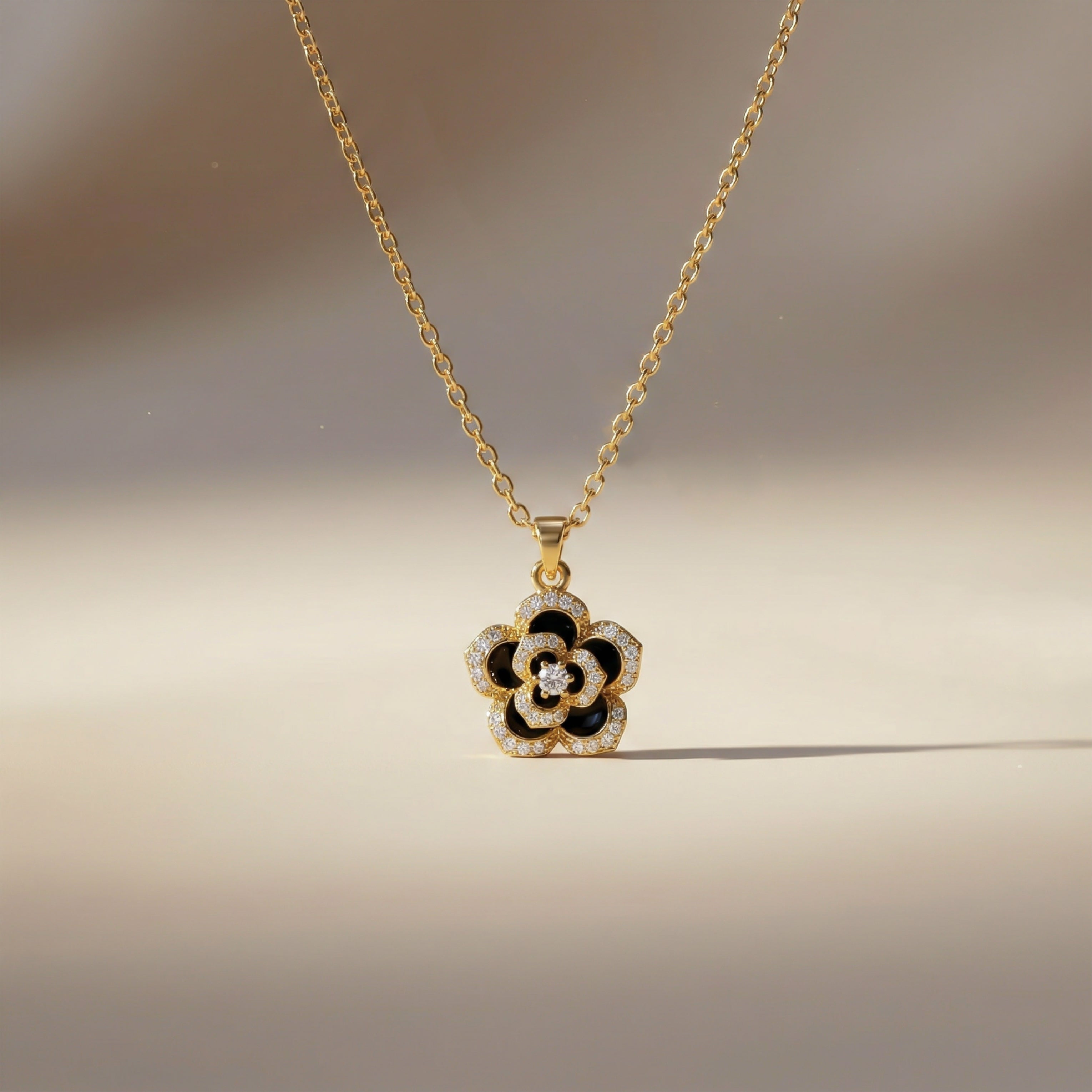 Graceful Camellia Foliage Locket Women Link Set GWN -107