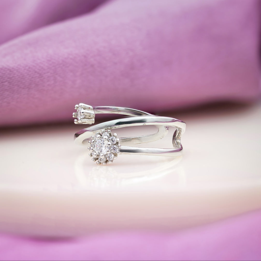 Silver Twin Flora Unclosed Band GWR -86