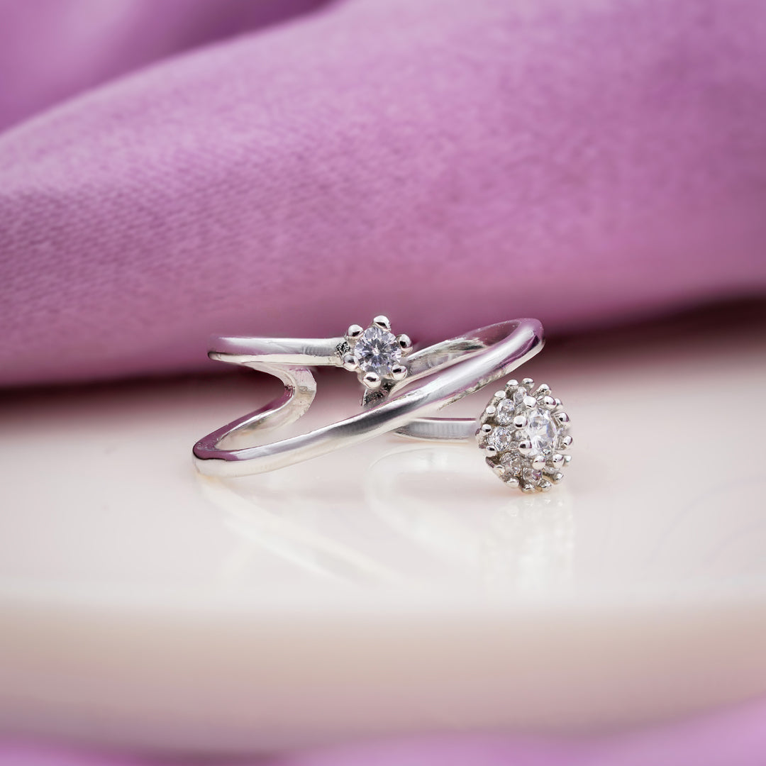 Silver Twin Flora Unclosed Band GWR -86