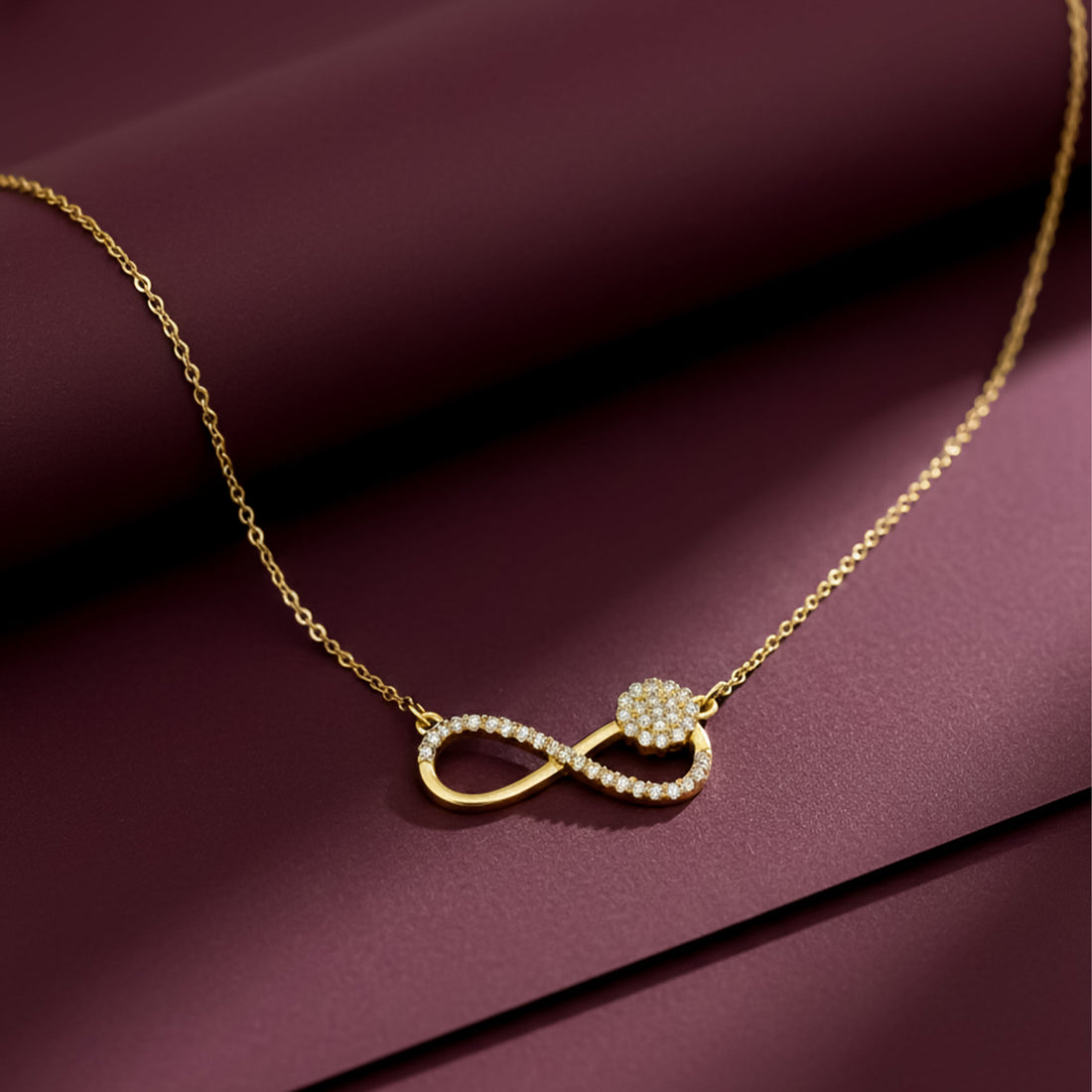 Pave Infinity Floral Necklace for women in Gold - Finora Jewels