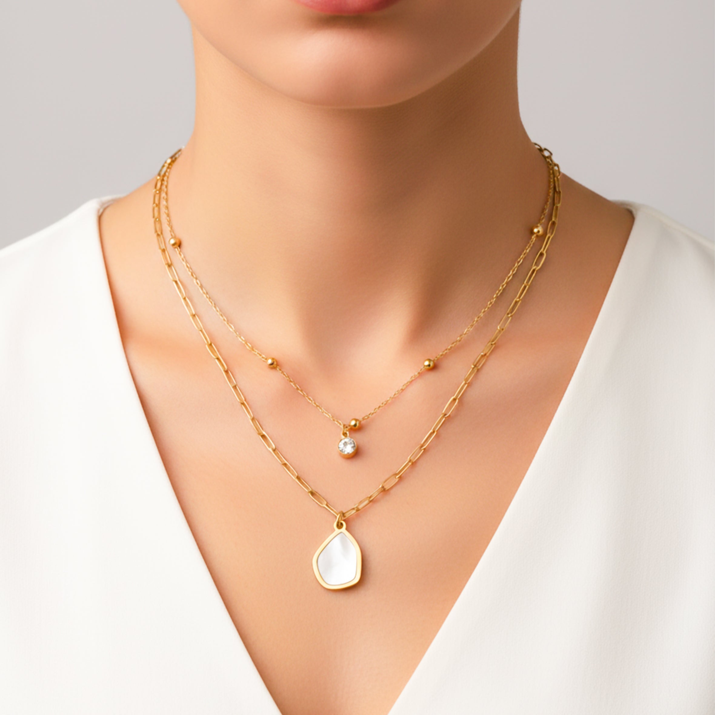Layered Paperclip Chain Necklace for women in Gold - Finora Jewels