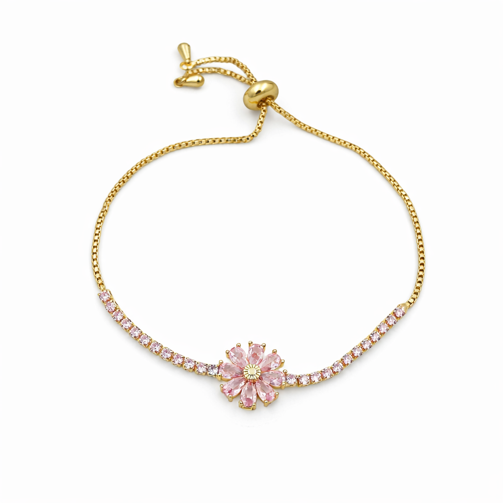 Women Bracelet Pink Floral Gold jewellery - Finora Jewels