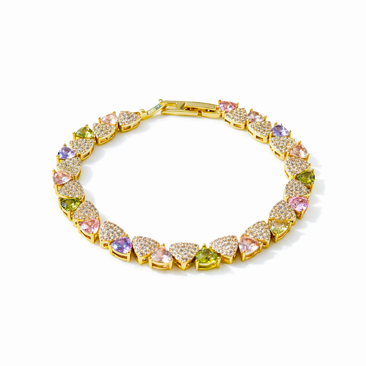 Gold Plated Multi Color Heart Bracelet