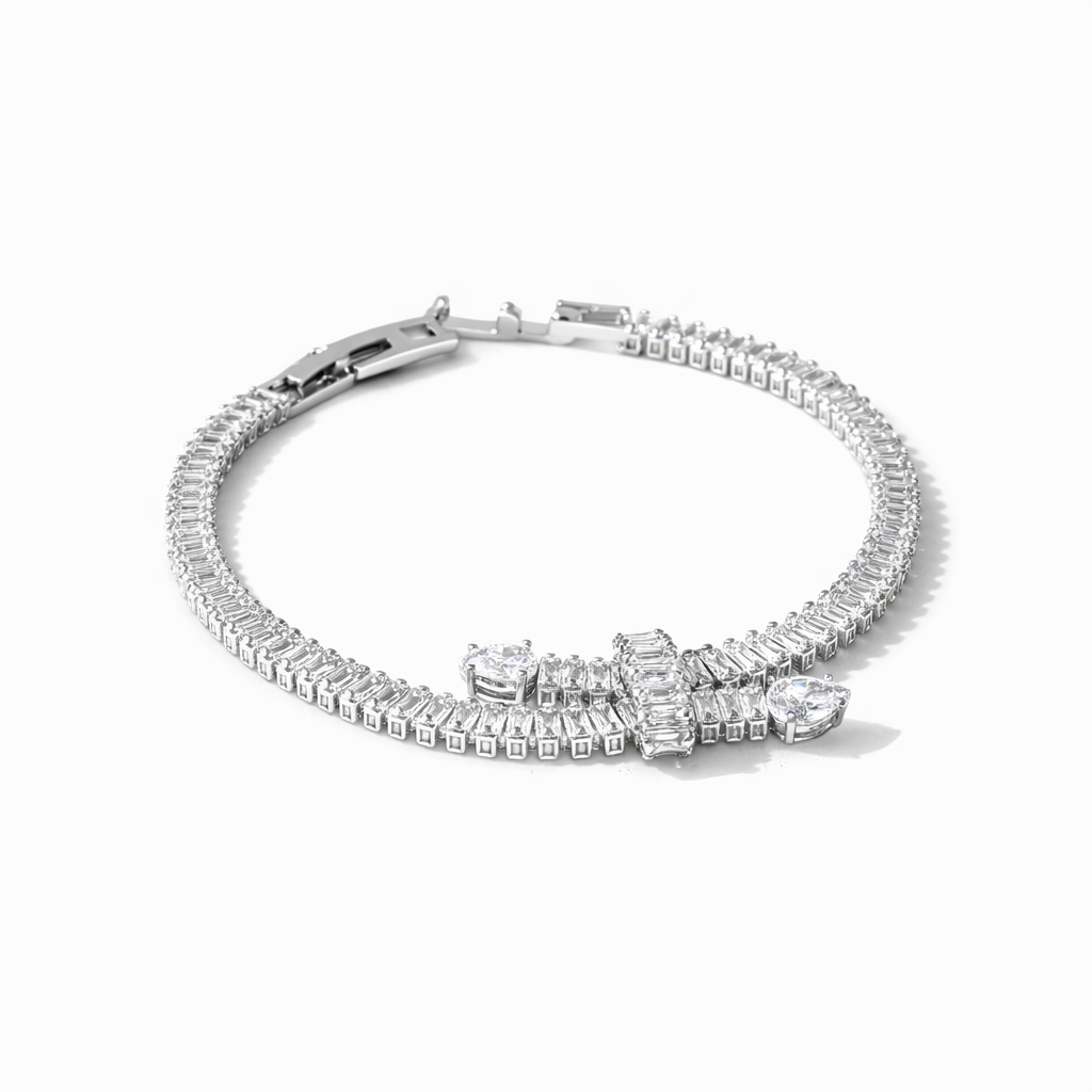 Women Bracelet Crystal Bow Tennis Silver jewellery - Finora Jewels