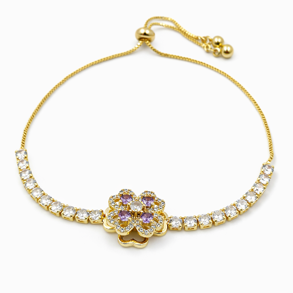 Floral Tennis Bracelet for women in Gold - Finora Jewels