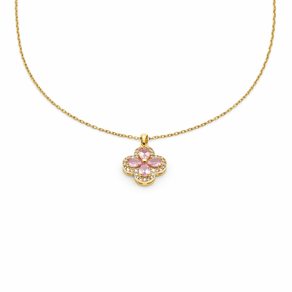 Rosette Foliage Stone Locket Link Set GWN -109