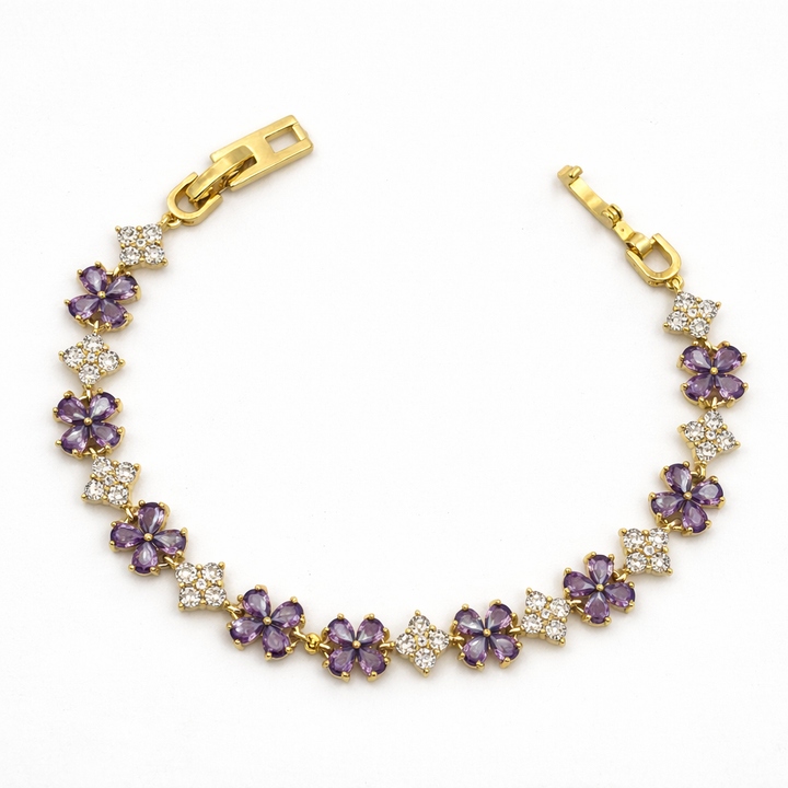 Gold Purple Bloom Stone Kangan GWB -161