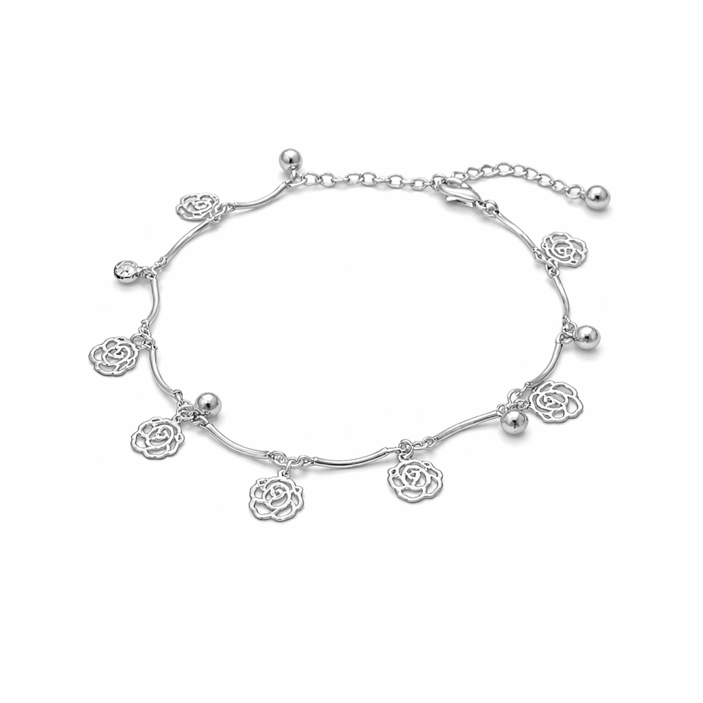 Silver Rosette Accent Payal GWA -42