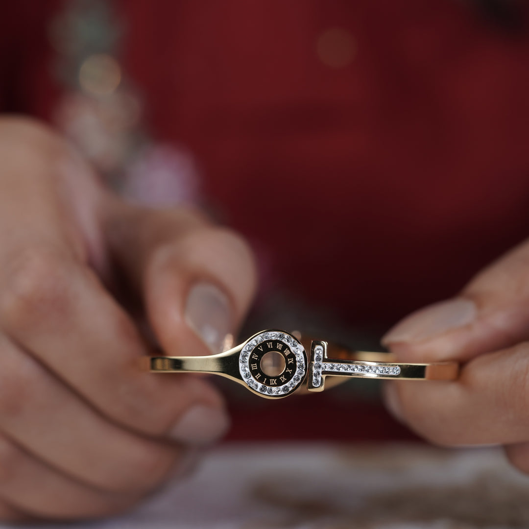 Gold Gayatri Kada Bracelet for women - Finora Jewels