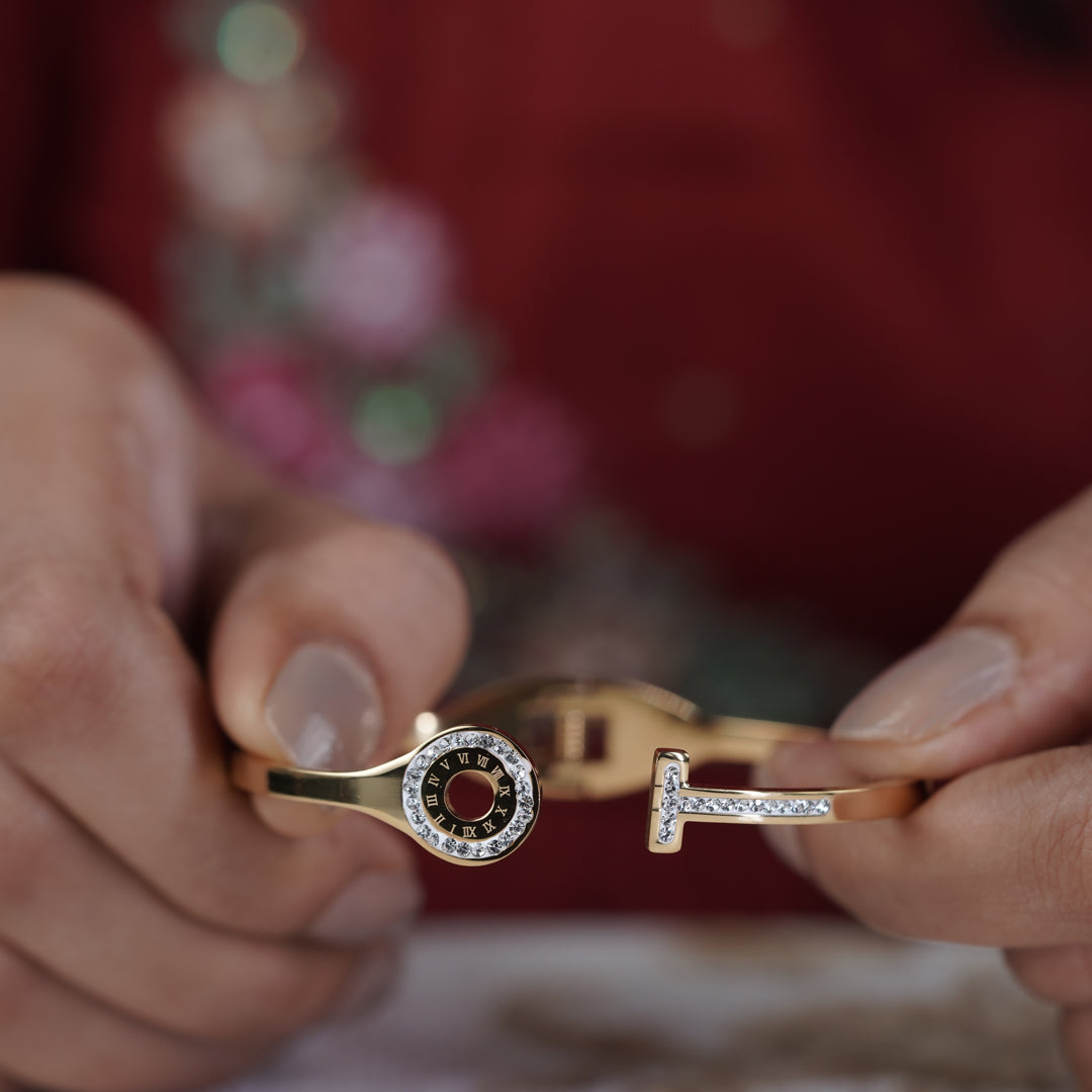 Gold Gayatri Kada Bracelet for women - Finora Jewels