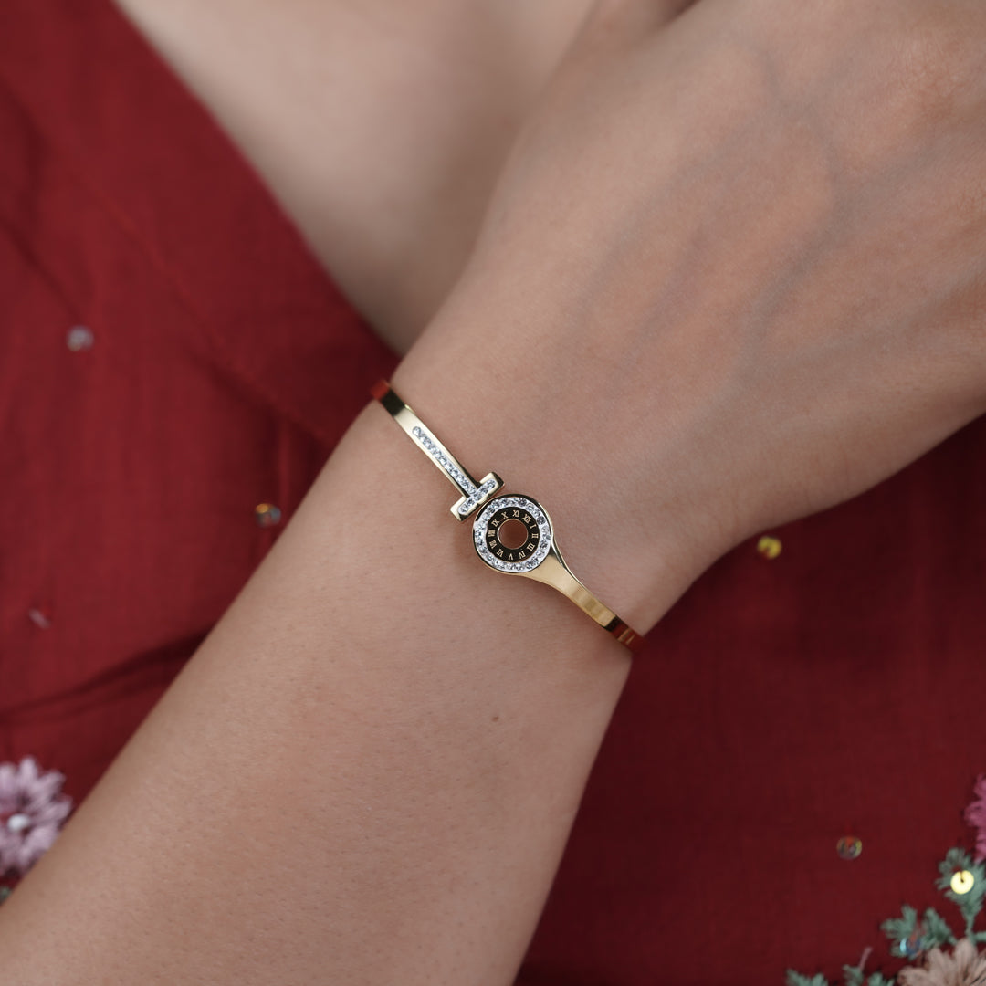 Gold Gayatri Kada Bracelet for women - Finora Jewels