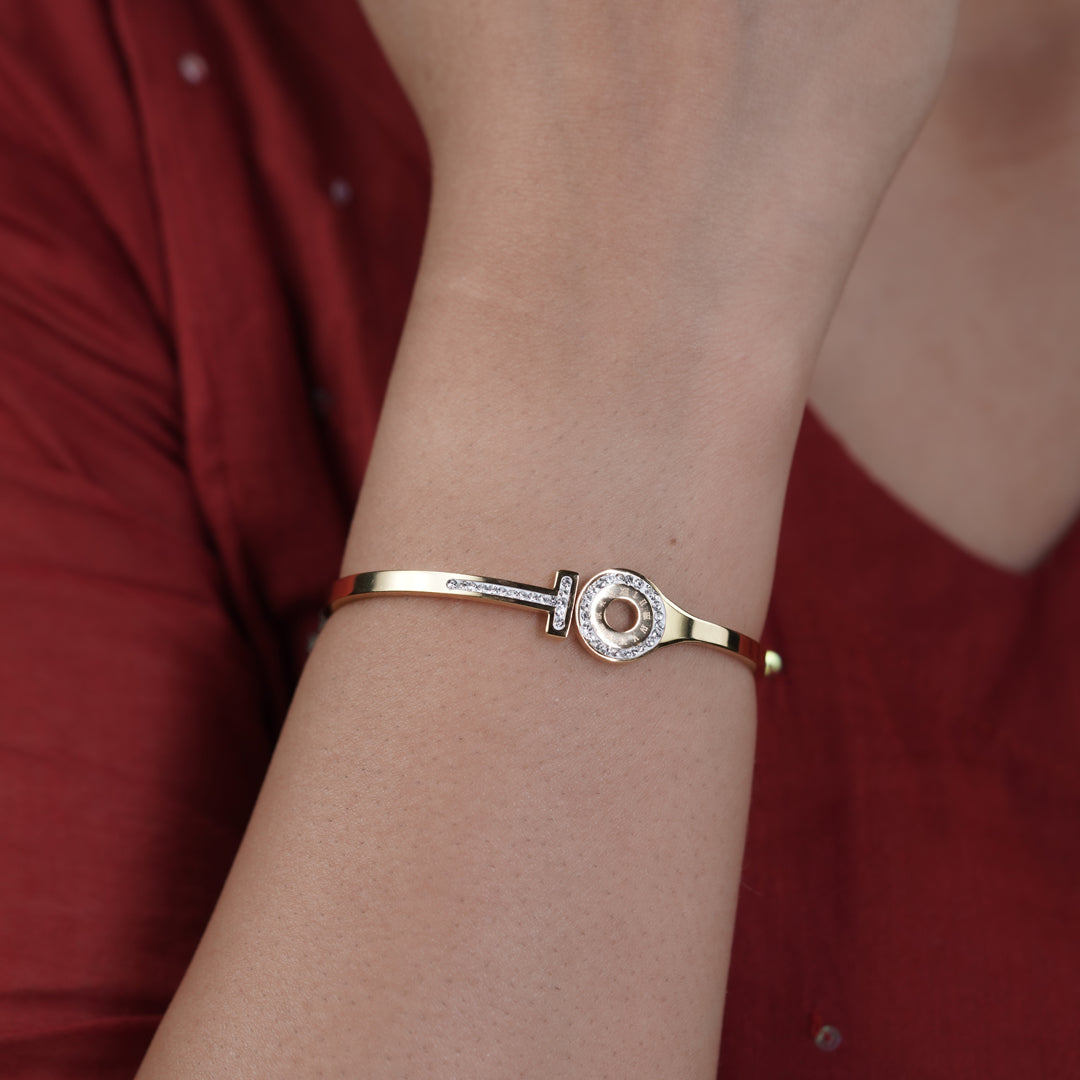 Gold Gayatri Kada Bracelet for women - Finora Jewels