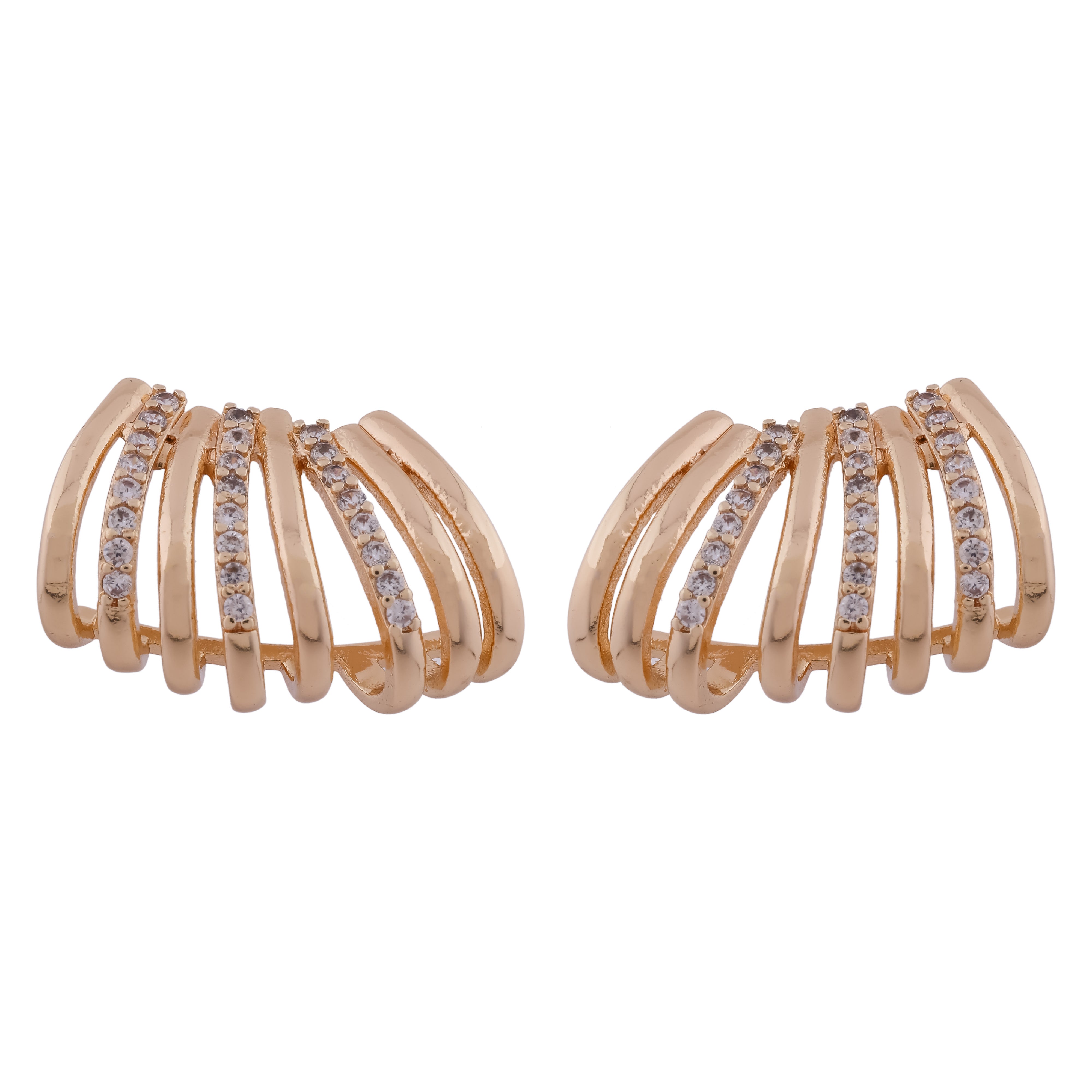 Gold-Toned Wave Studs Earring GWE -6
