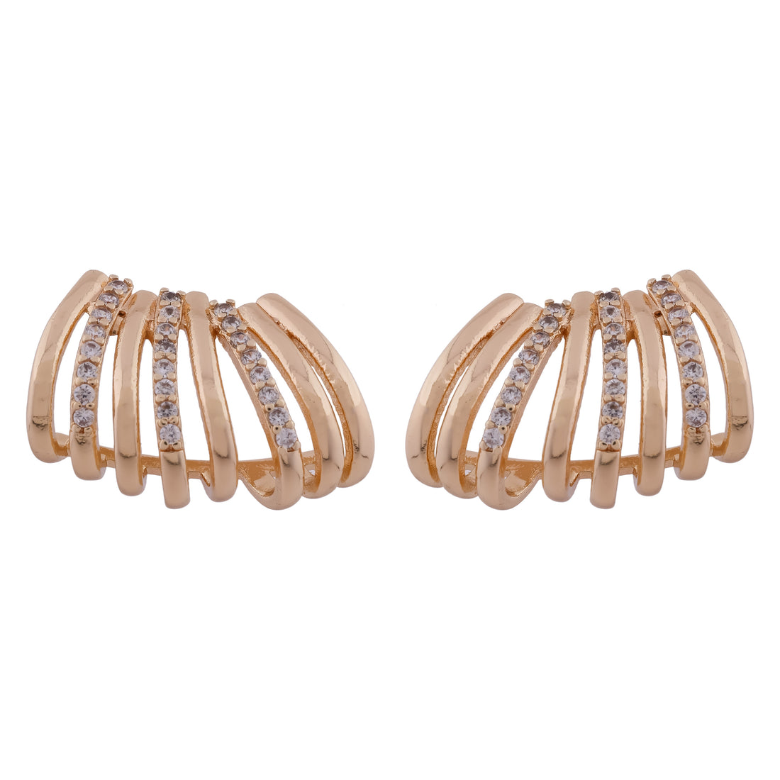 Gold-Toned Wave Studs Earring GWE -6