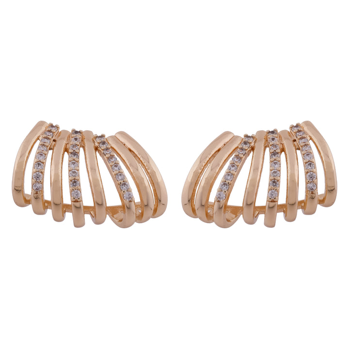 Gold-Toned Wave Studs Earring GWE -6