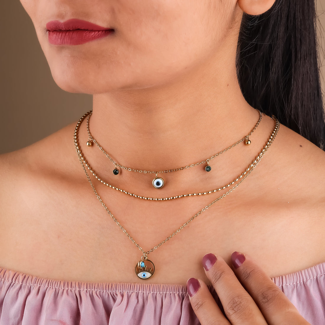 Nazar 3 Layers Link Neckless GWN -21