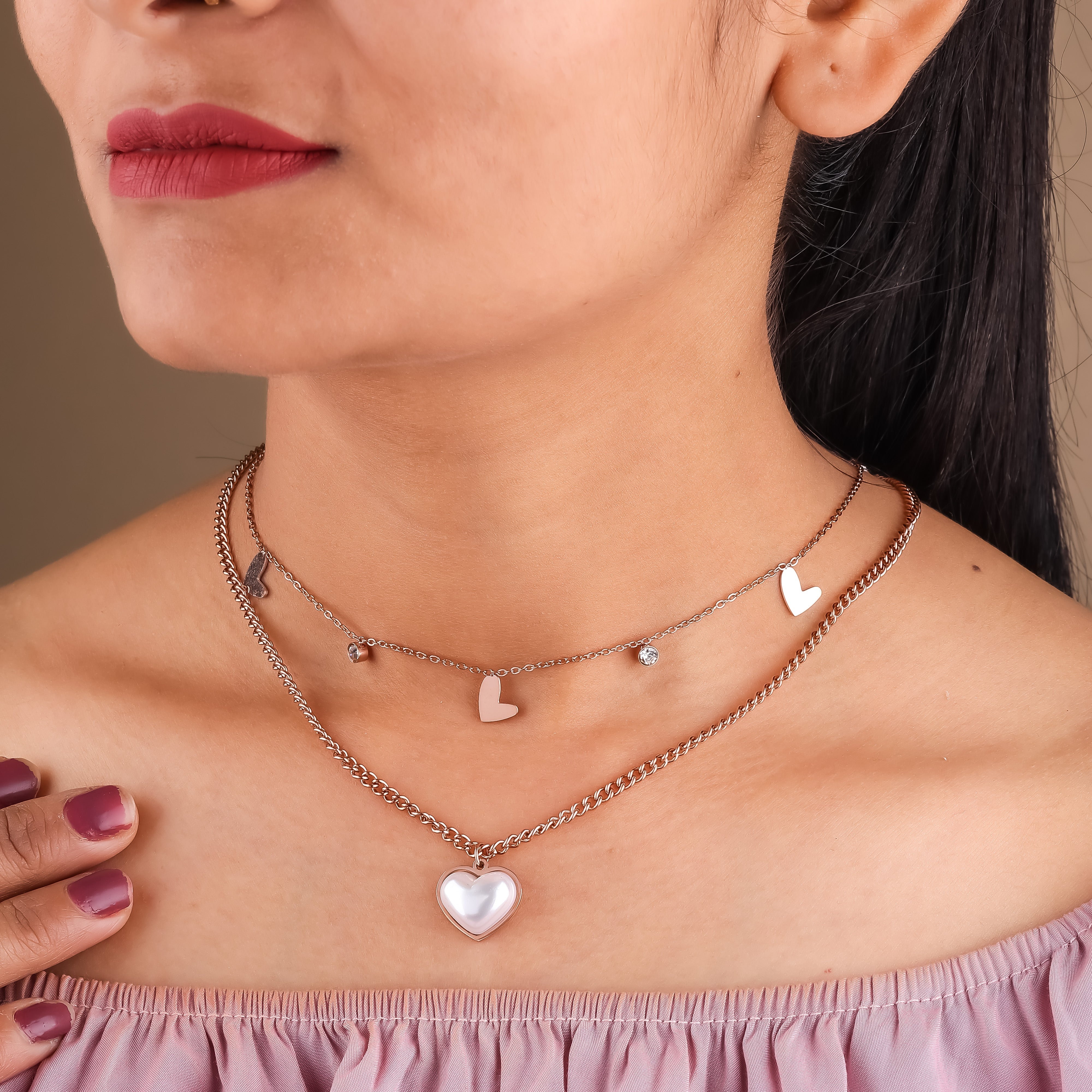 Moti Love 2 Tier Women Neckless Link GWN -17