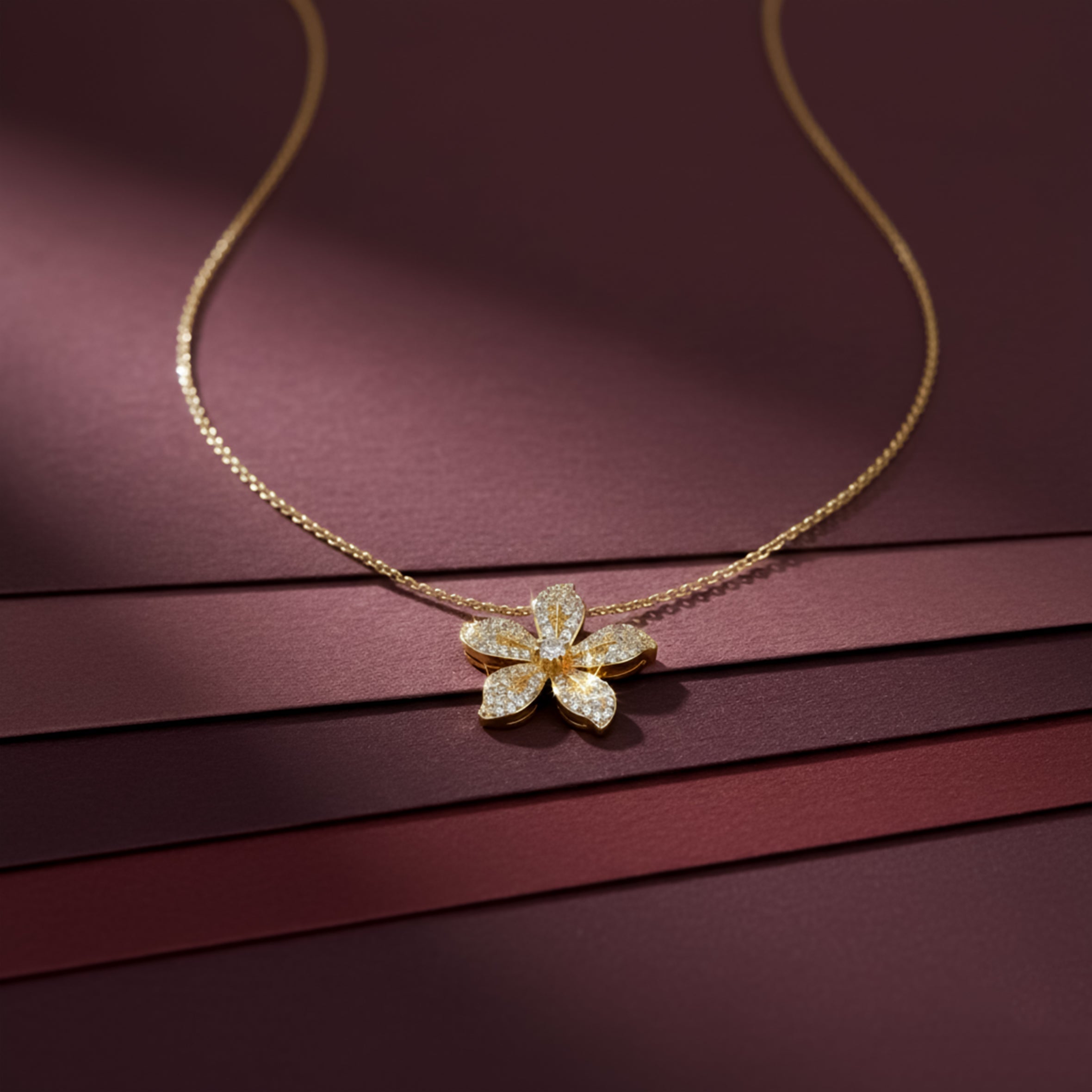 Women Necklace Brilliant Crystal Flower Statement Gold jewellery - Finora Jewels