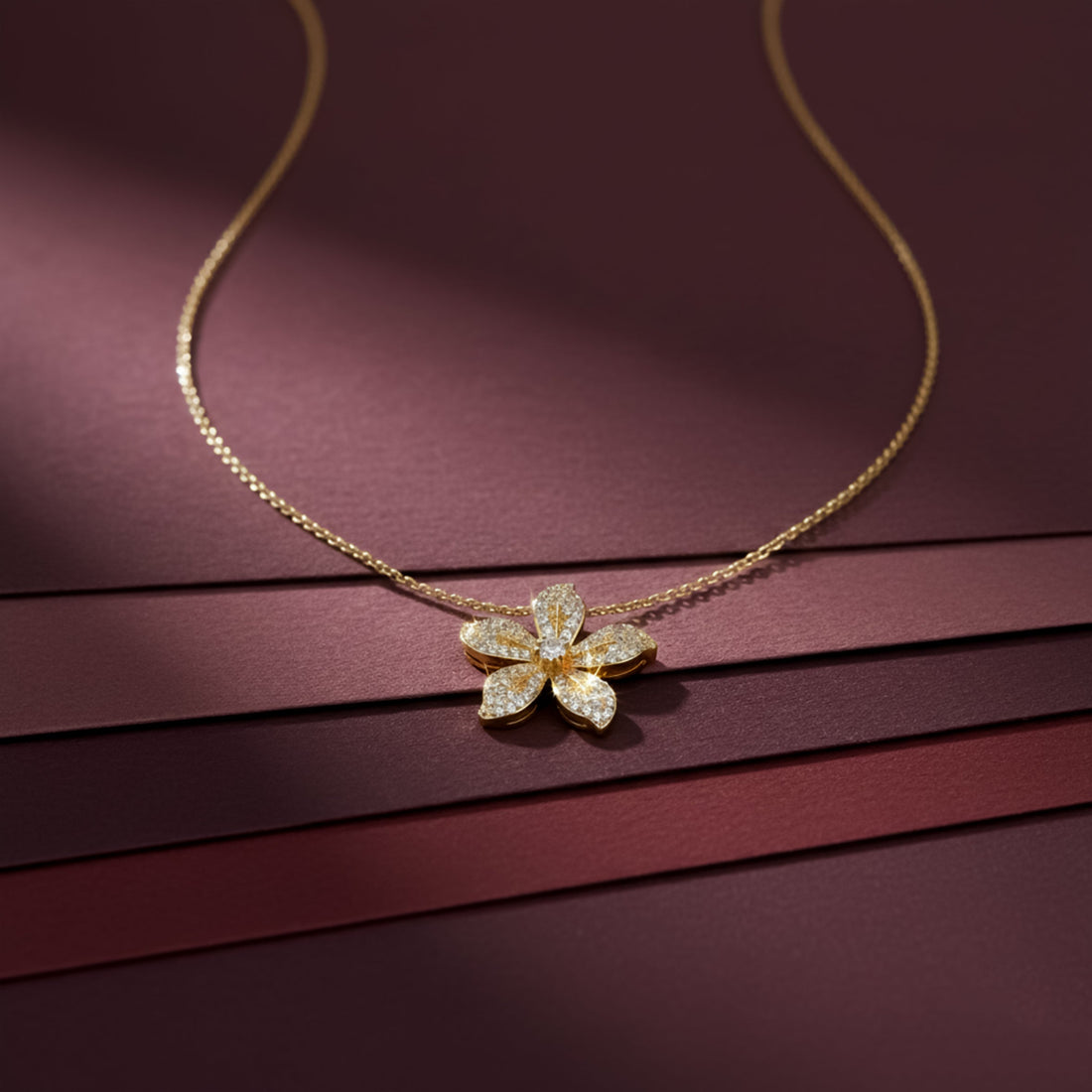 Women Necklace Brilliant Crystal Flower Statement Gold jewellery - Finora Jewels