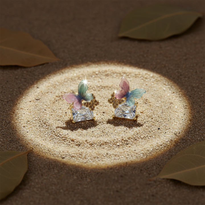 Papillon Cubic Zirconia Post Ear Studs GWE -128