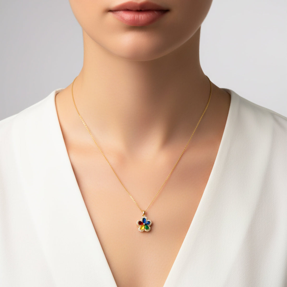 Dazzling Multicolor Gemstone Women Neckless GWN -74