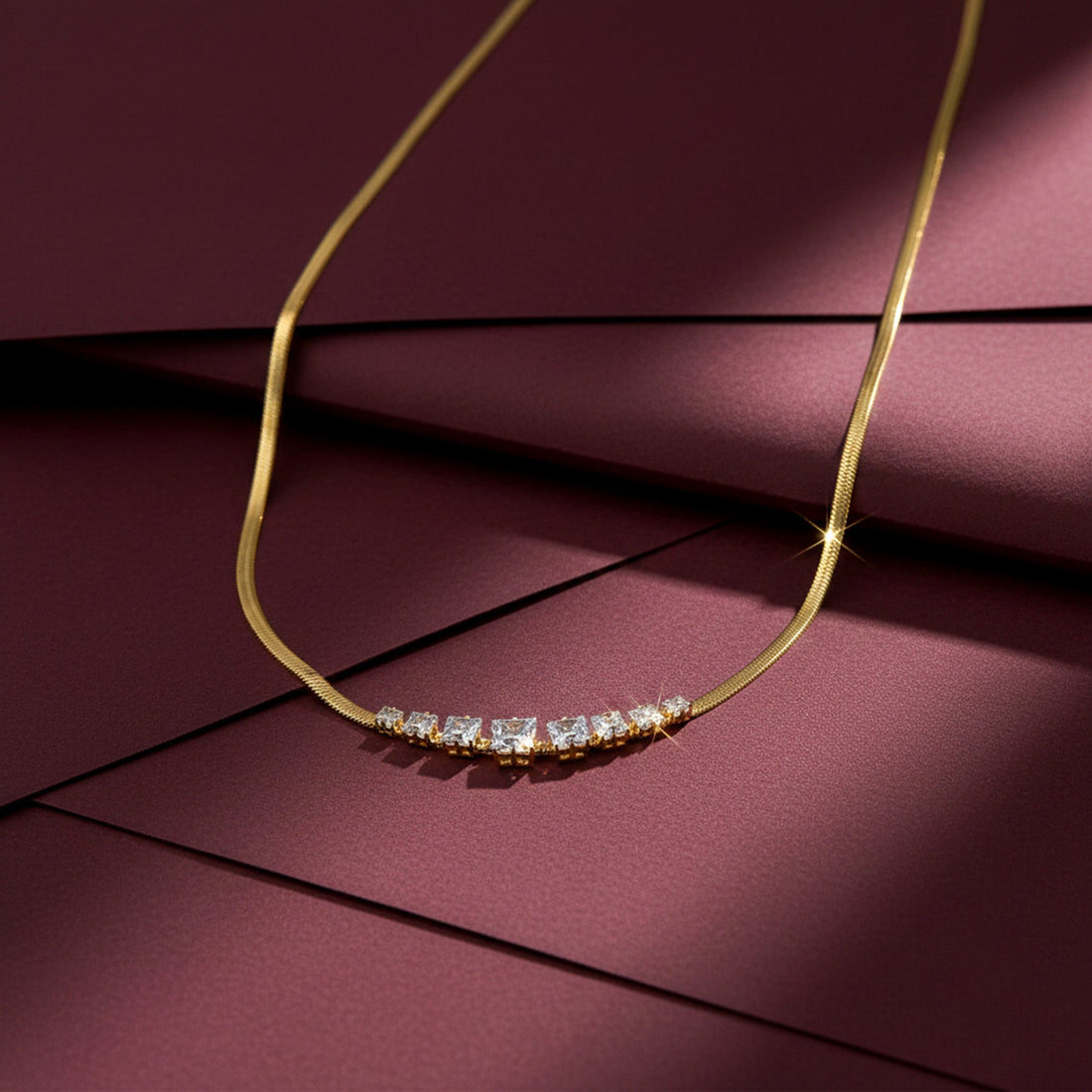 Cubic Zirconia Stick Chevron women Neckless GWN -128