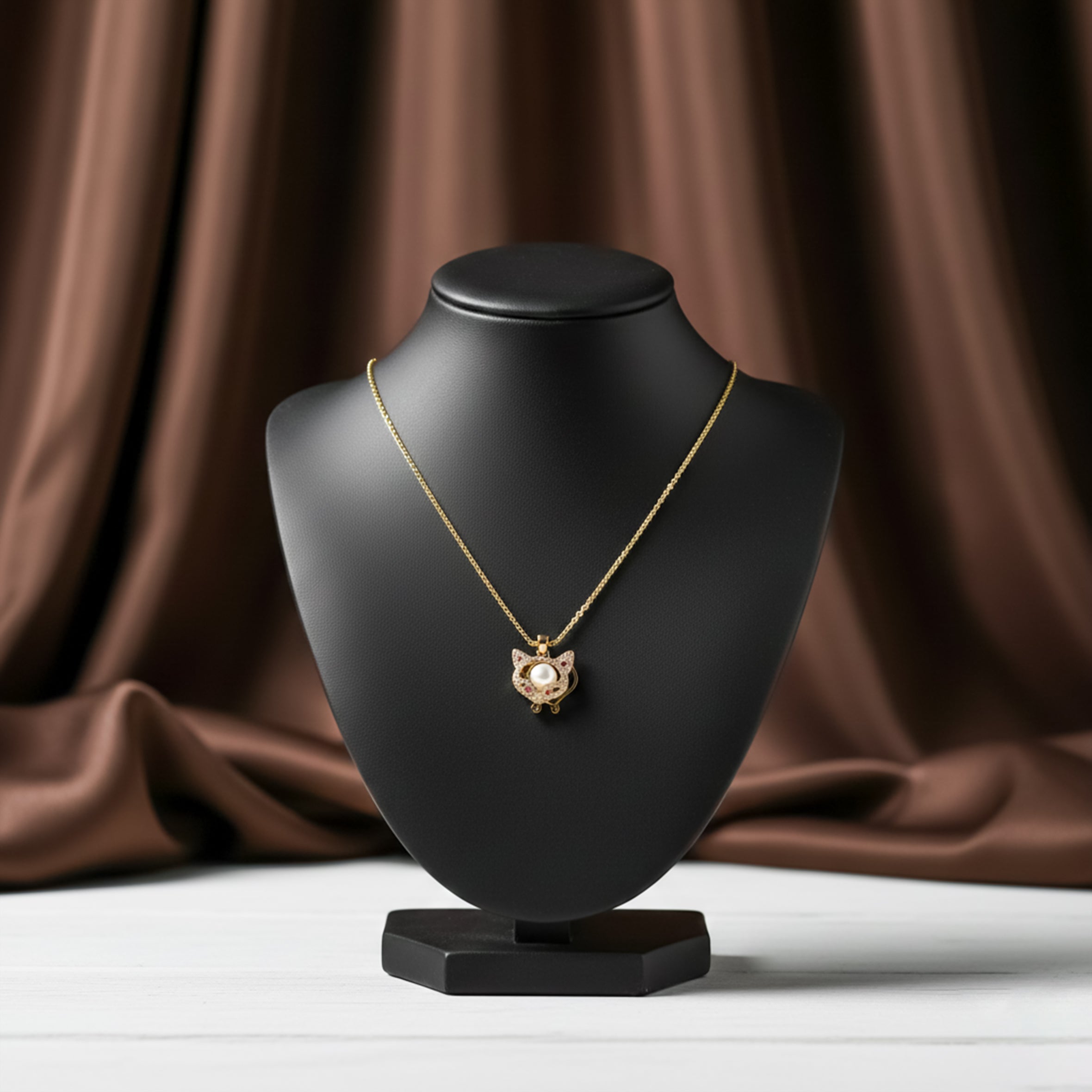 Dazzling Gold-Toned Fox Locket Women Link Set GWN -122