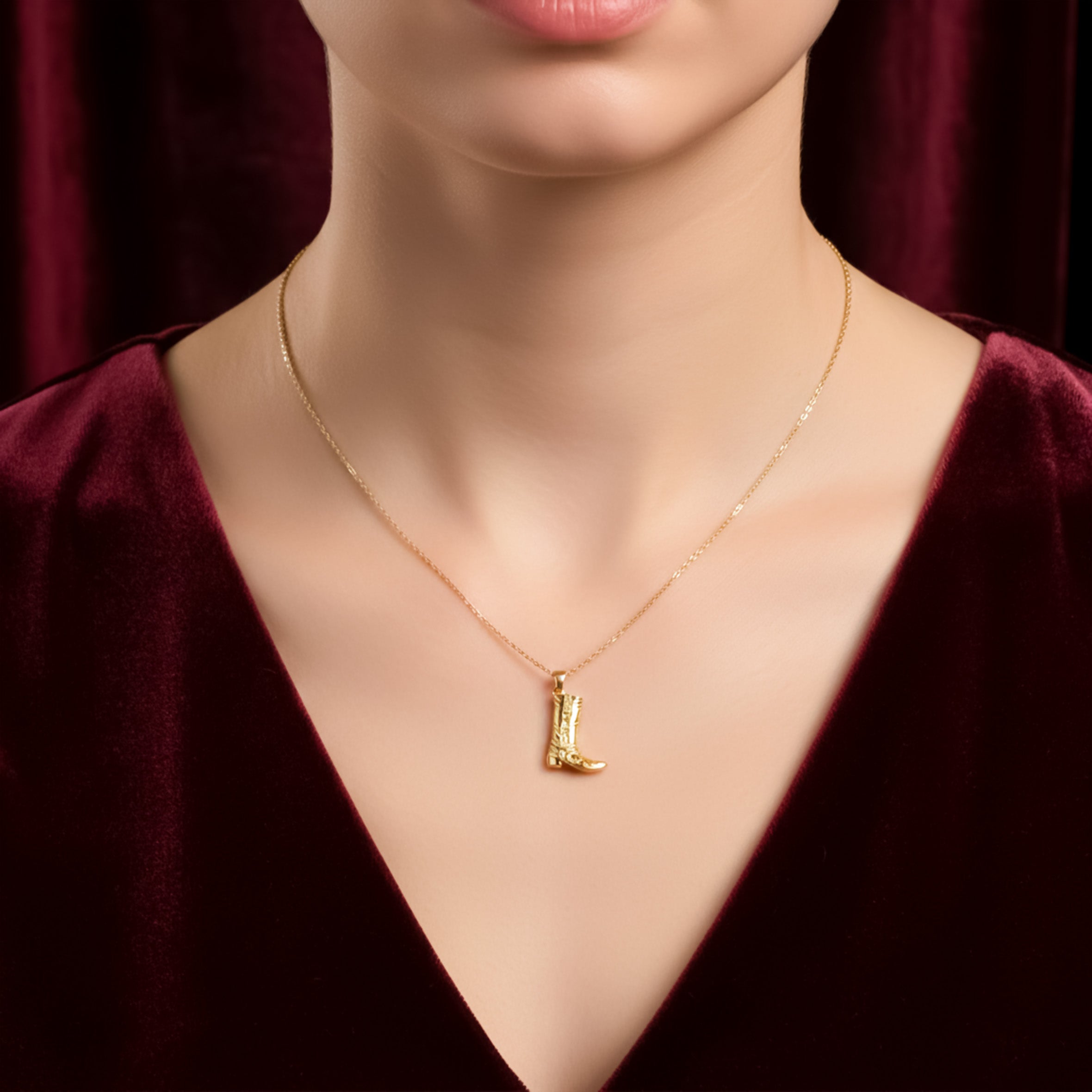 Women Necklace Cowboy Boot Gold jewellery - Finora Jewels