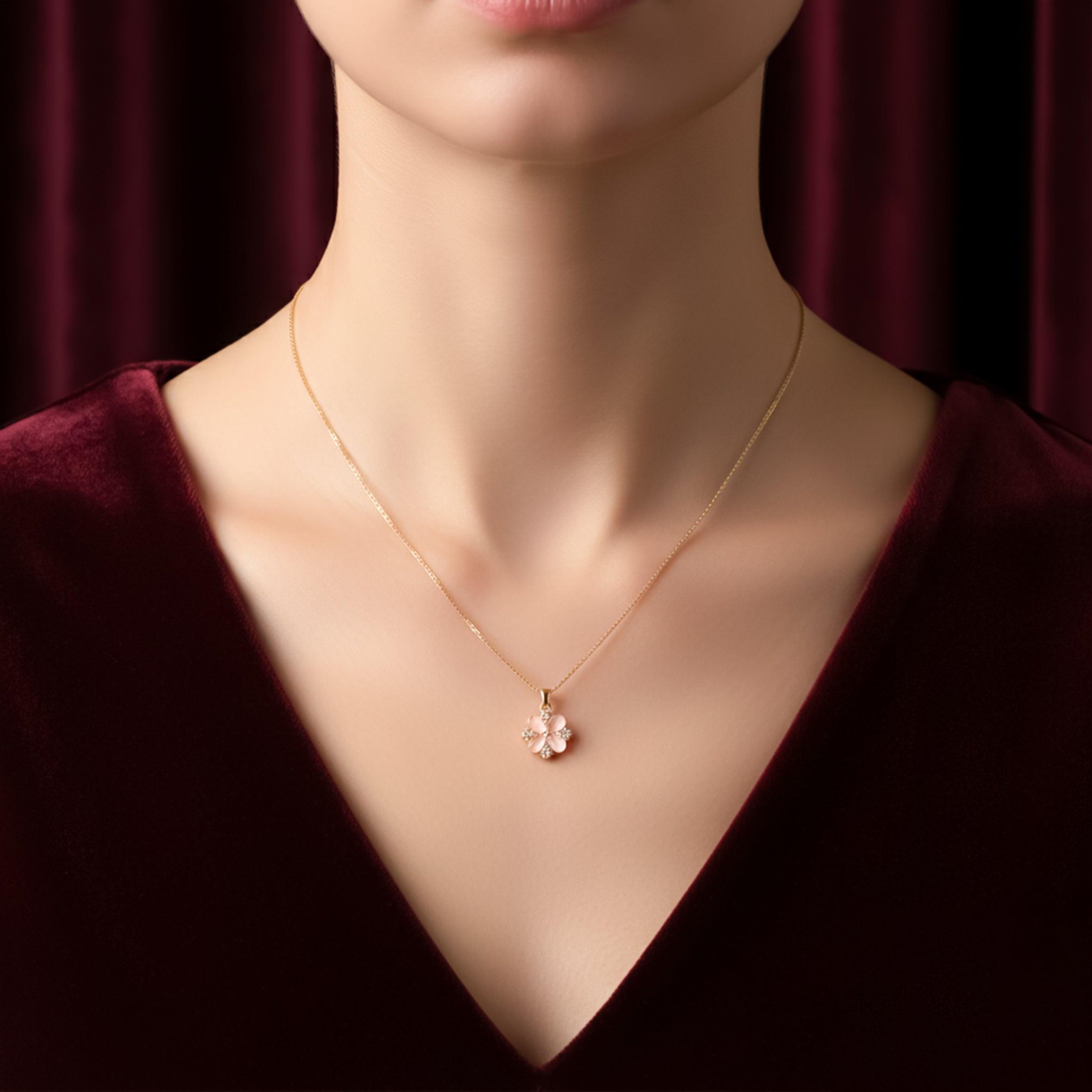 Petite Rosette Opal-Style Bloom Women Neckless GWN -76