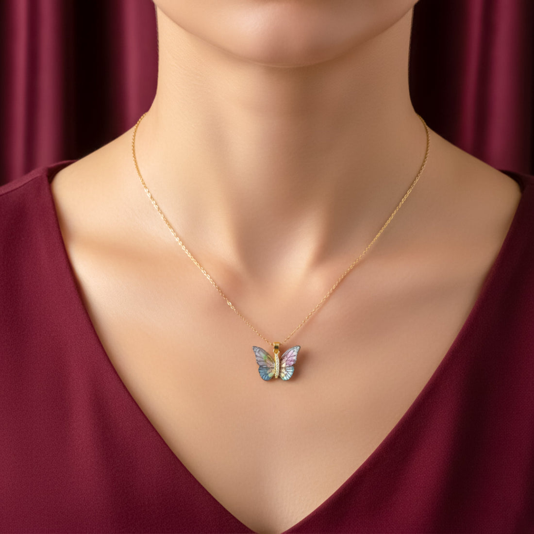 Women Necklace Ethereal Butterfly Gold jewellery - Finora Jewels
