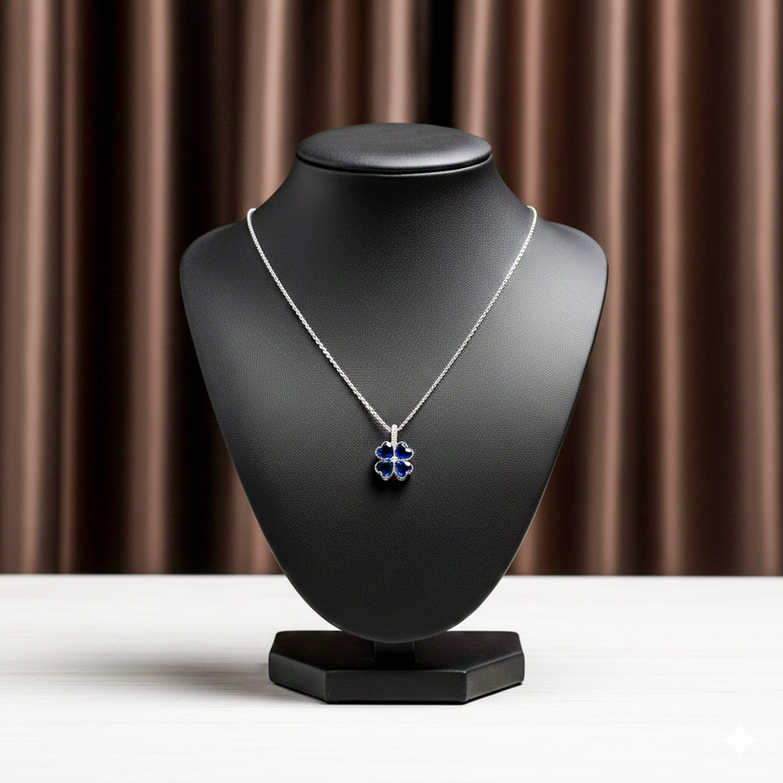 Women Necklace Dainty and Sapphire Blue Silver jewellery - Finora Jewels