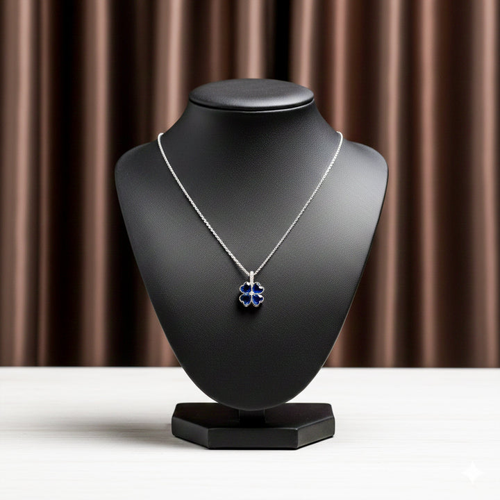 Dainty Silver Plated and Sapphire Blue Necklace