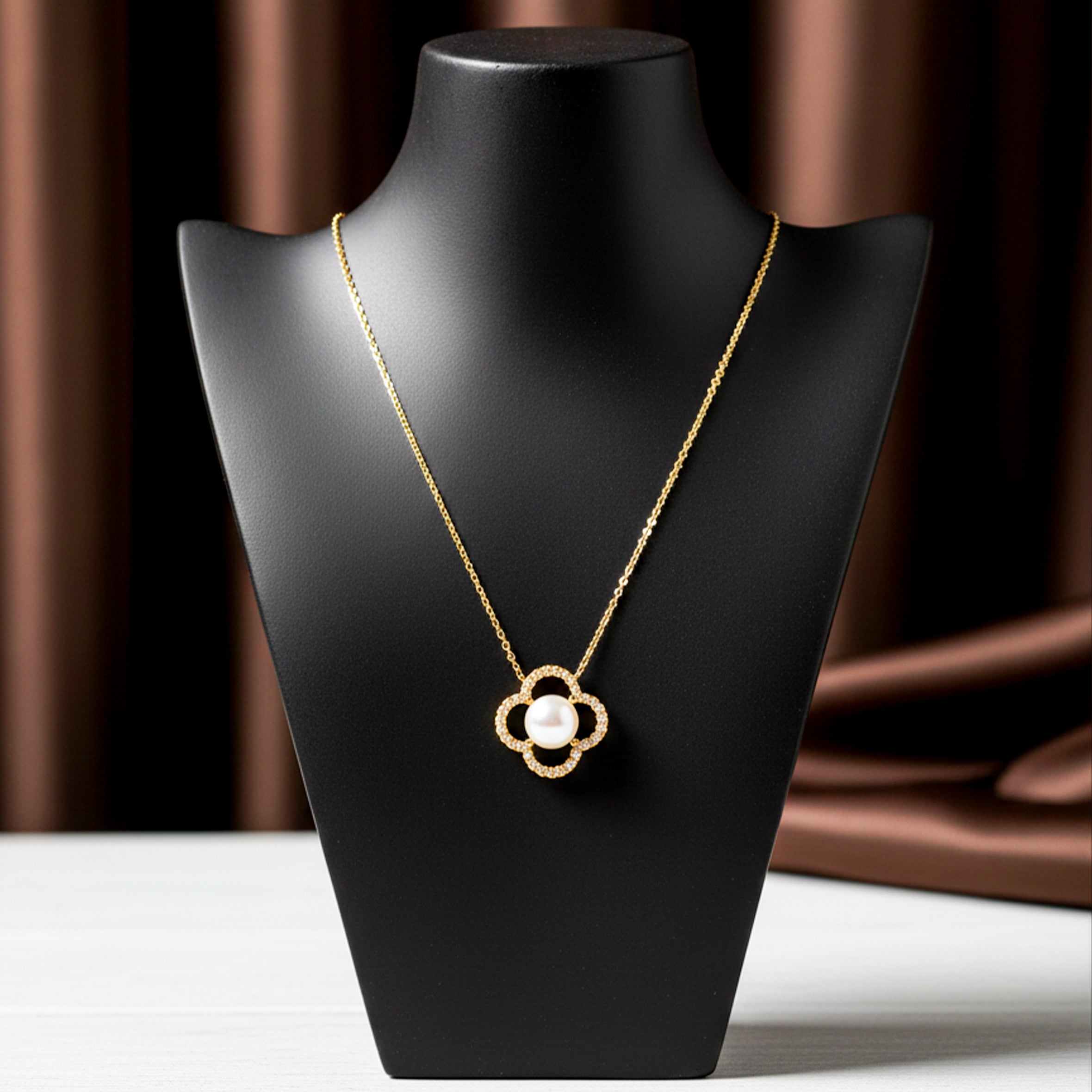 Graceful Camellia Foliage Locket Women Link Set GWN -107
