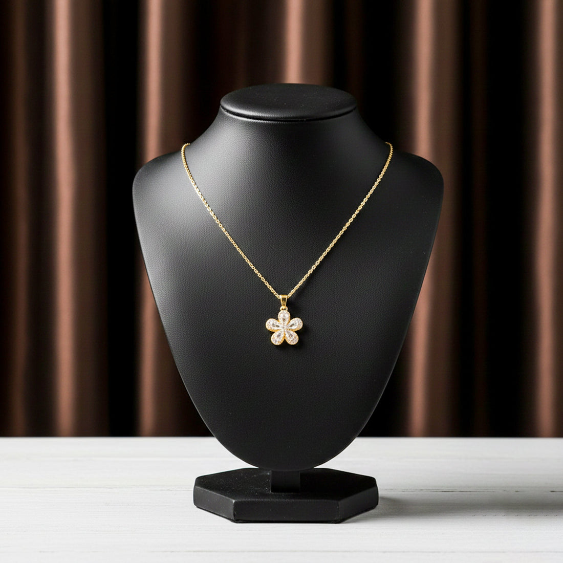 Women Necklace Dainty Crystal Flower Gold jewellery - Finora Jewels